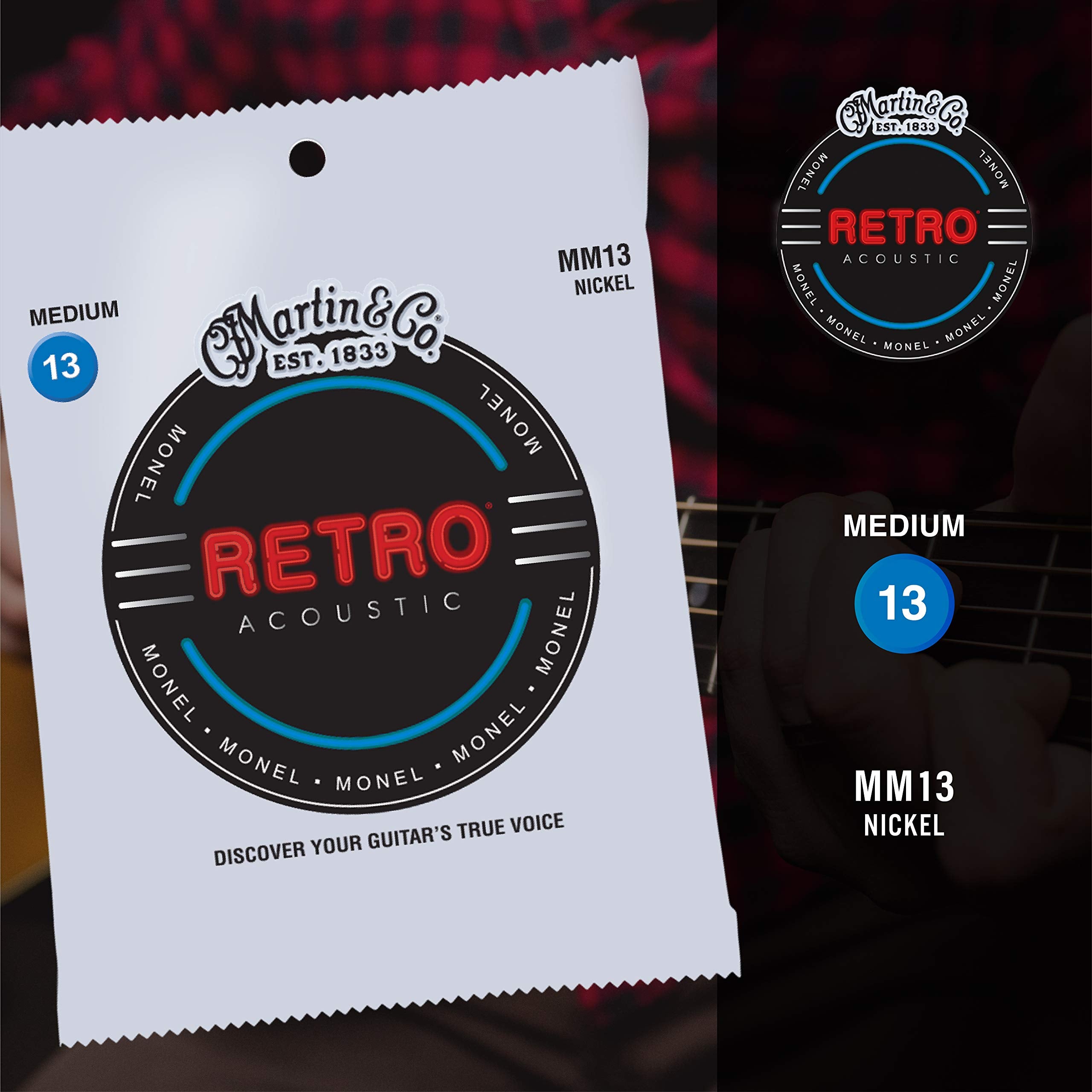 Martin Retro Acoustic Mm13 Medium-Gauge Guitar Strings, Monel Nickel