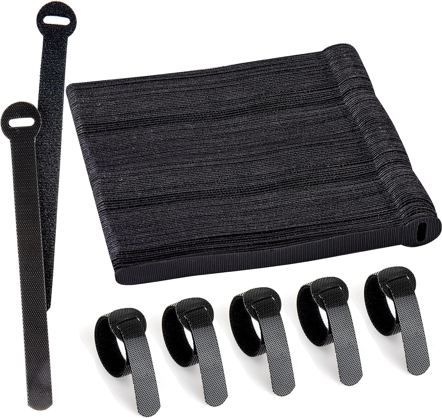 120 X Reusable Cable Ties Black, Adjustable Releasable Hook And Loop Cable Straps For Pc Cable Management, Organizing Cords, Tv,