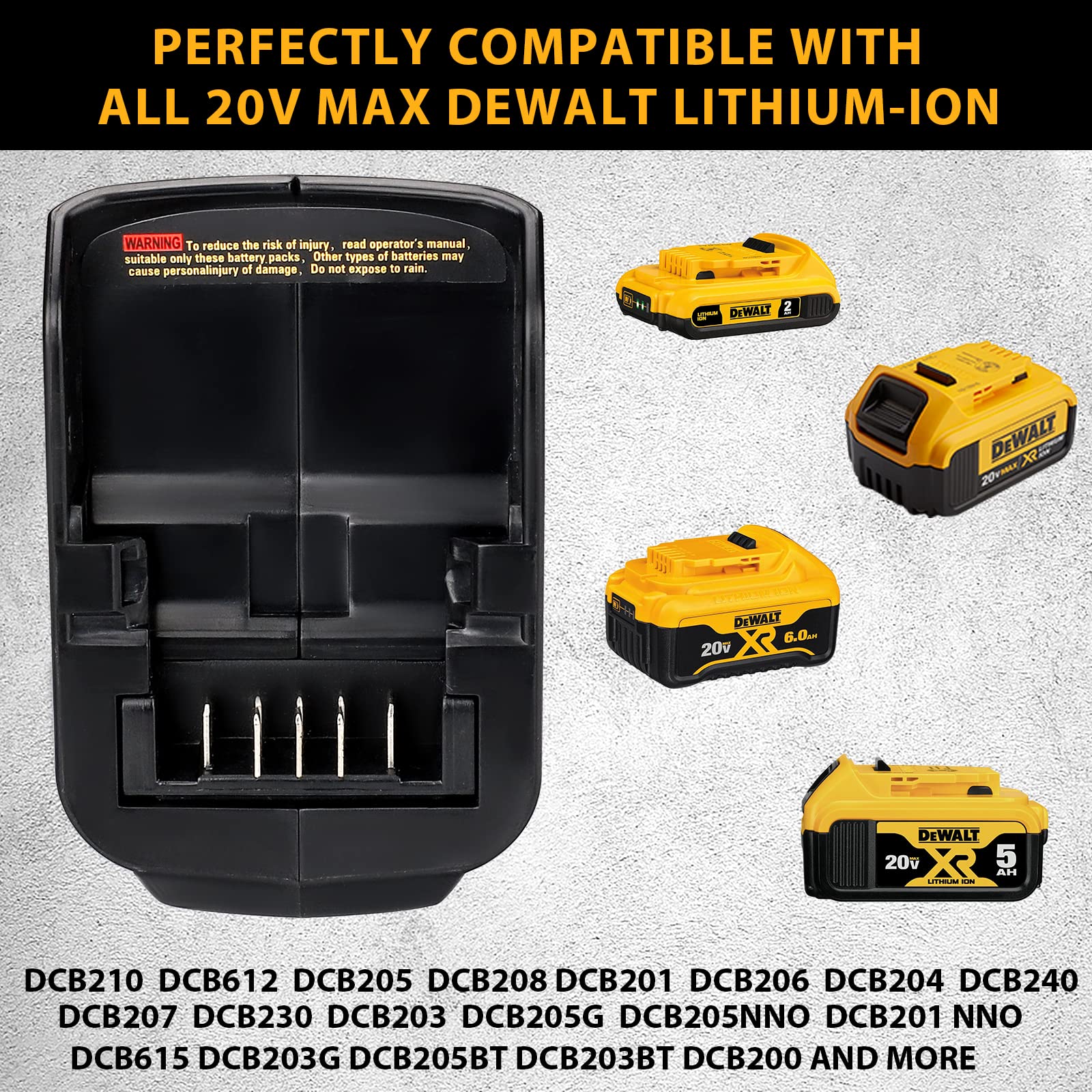 Battery Adapter For Dewalt 20V Battery Usb Phone Charger, Led Work Light With Dual Usb Charger And 12V Dc Port,Power Source Supp