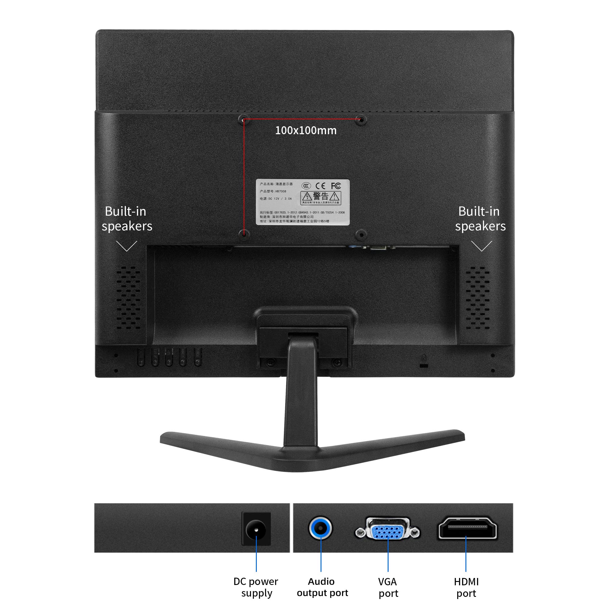 Thinlerain Pc Monitor 17 Inch 4:3 Led Backlit Monitor 1280 X 1024, 60 Hz Refresh Rate, 5Ms Response Time, Vesa Mountable, Vga, H