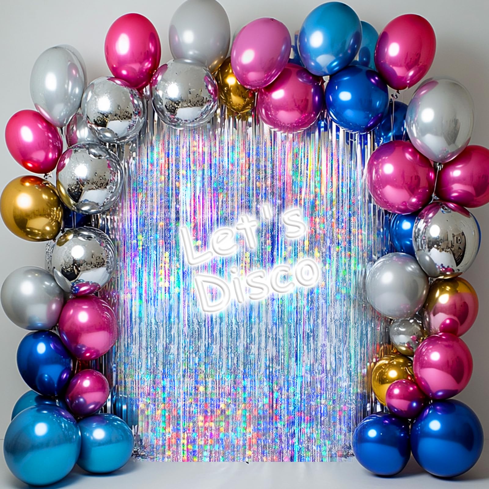 4 Packs Silver Foil Fringe Curtain, Silver Glitter Metallic Tinsel Backdrop For Birthday, Wedding, Baby Shower, 70S 80S 90S Them