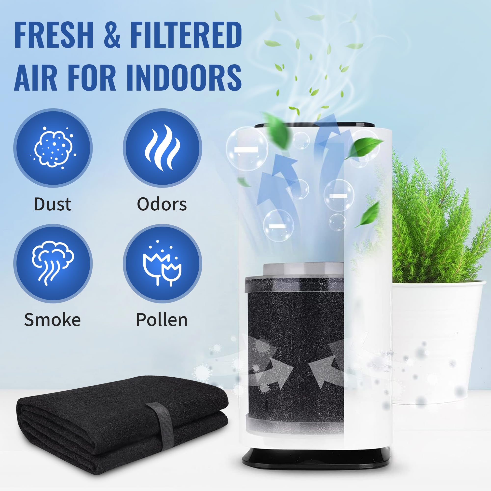 Cfs   Pack Of 1, Universal Cut To Fit Carbon Pre Filter Pad Roll For Air Purifiers, Furnace Filters, & Air Conditioner Filters