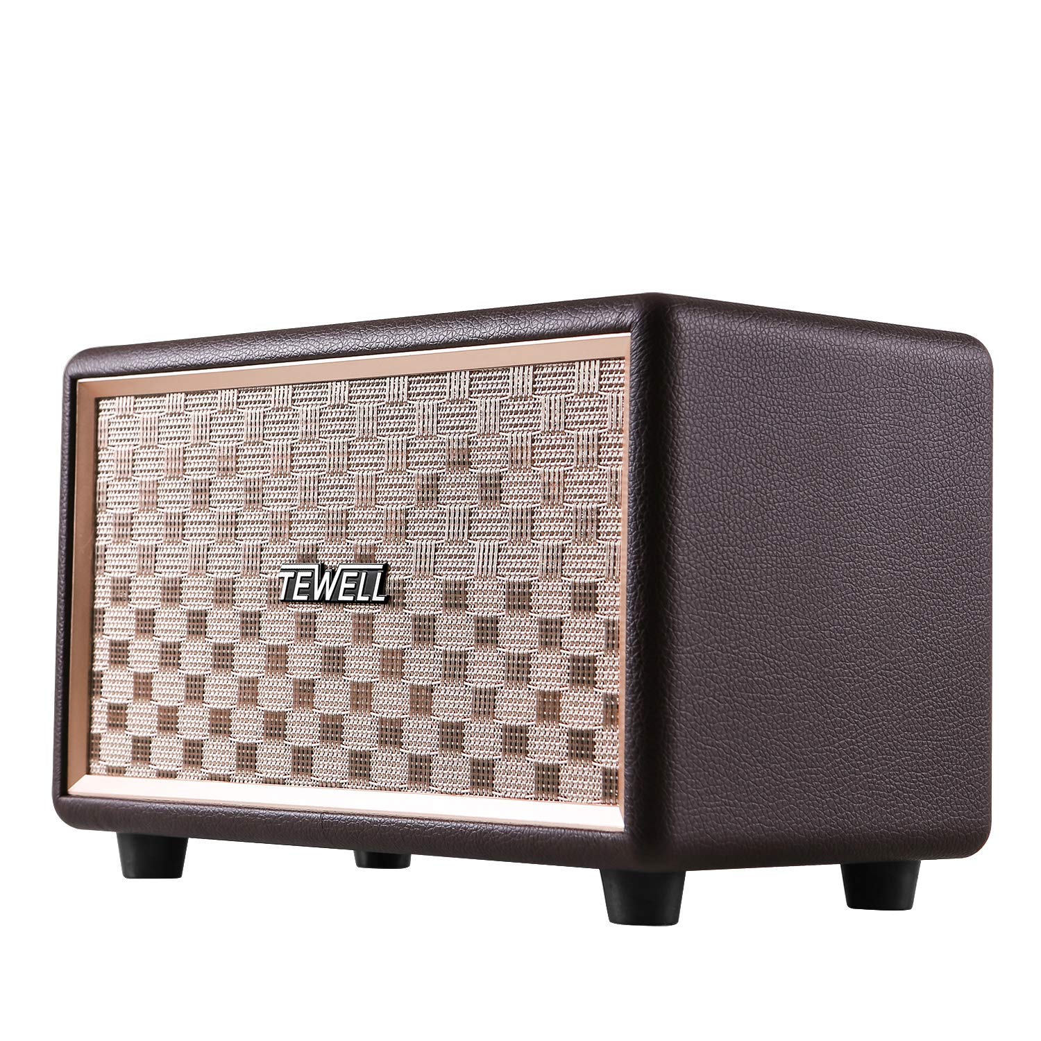 Tewell Vintage Bluetooth Speakers With Bass Enhanced Technology, Wireless & 3.5Mm Aux Input For Cellphone, Ac Powered (Upgraded