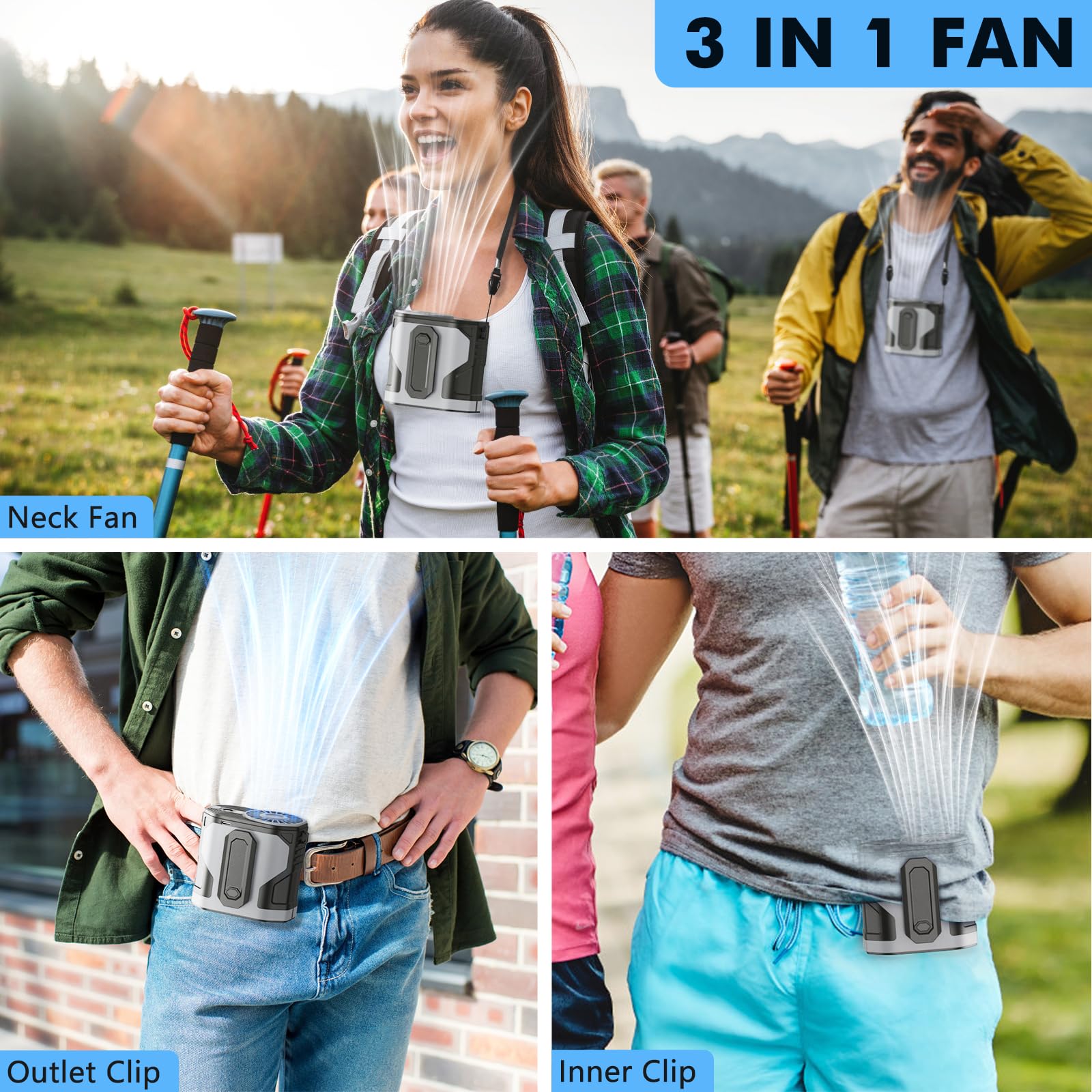 Dreamy Cubby Portable Waist Fan, Wearable Belt Fan 10 Speeds Powerful Airflow, Hands-Freehanging Neck Fan Rechargeablewith Up To