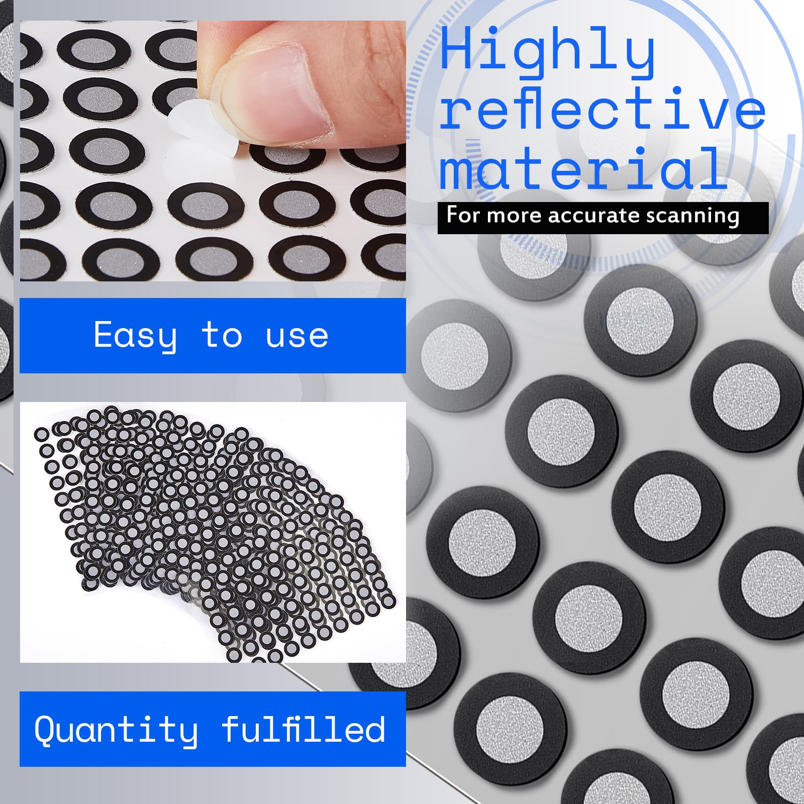 Marspark 12 Sheets 600 Dots 6.0Mm 3D Scanning Markers For 3D Scanner Accurate Tracking Dots Reference Point Markers Diffuse Refl