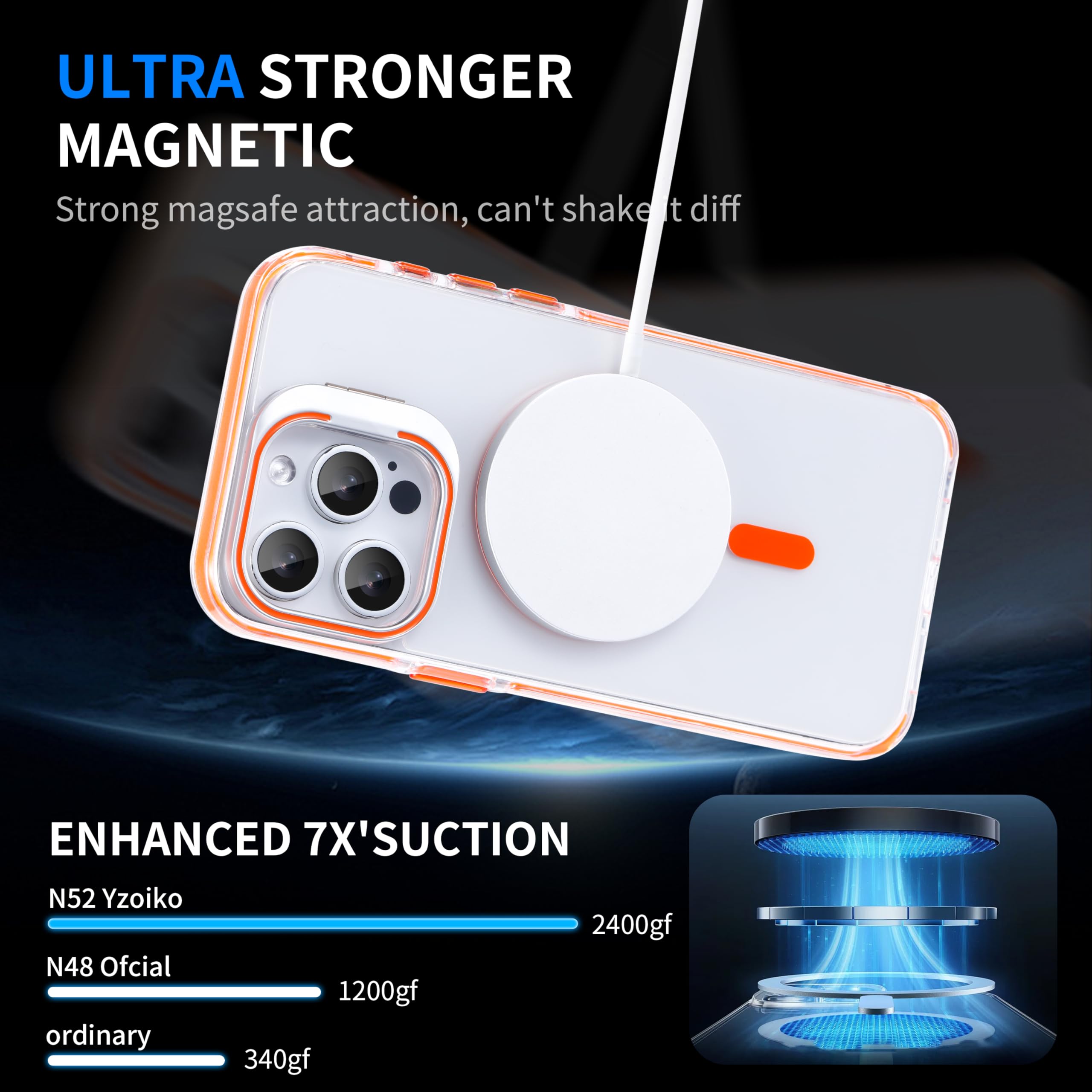 Yzoiko Strong Magnetic Case For Iphone 13 Pro Max [10Ft Military Grade Protection] Built In Camera Stand Phone Case, Compatible