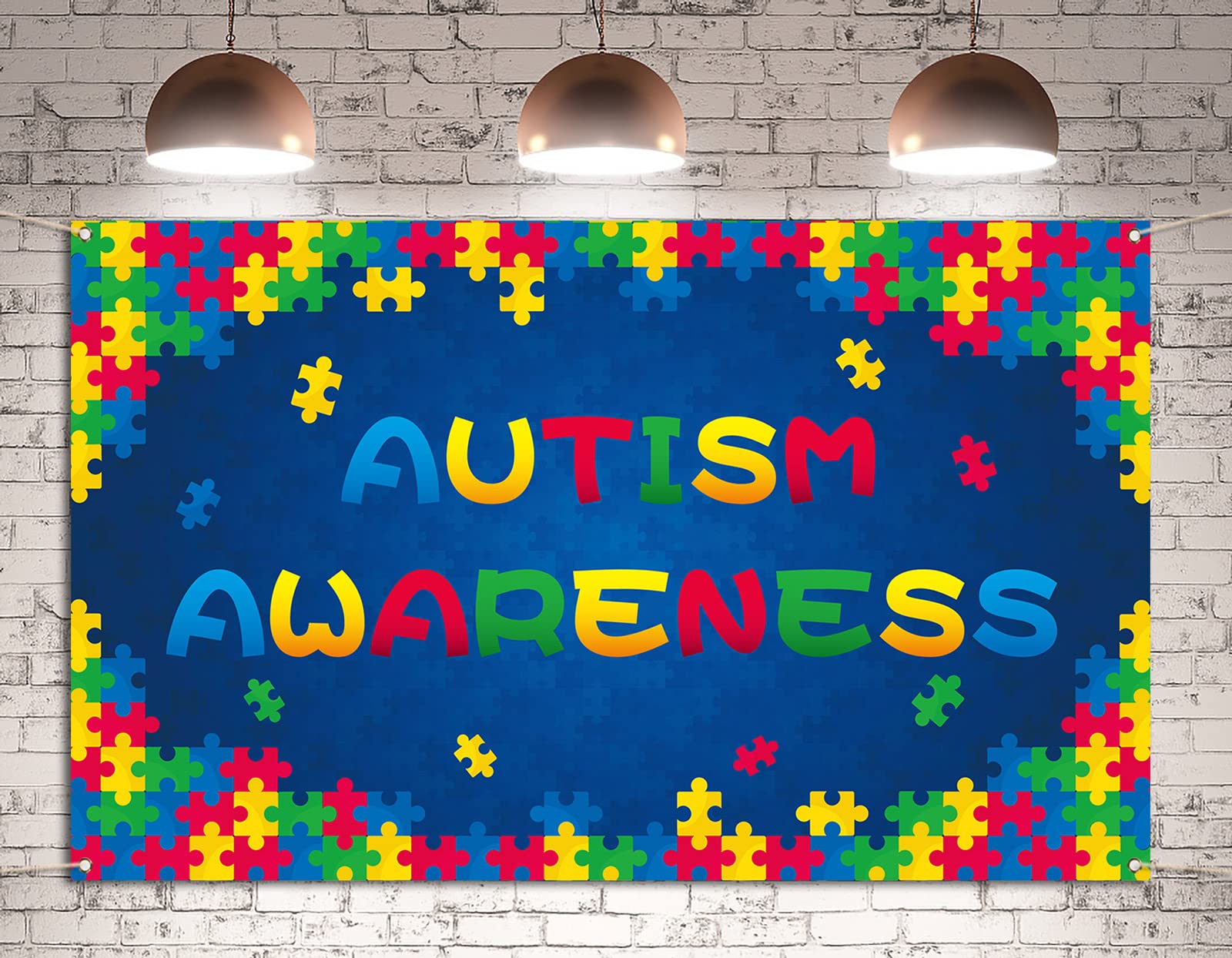 Autism Awareness Backdrop Banner April Puzzle Piece Support Party Photography Background Wall Hanging Decoration