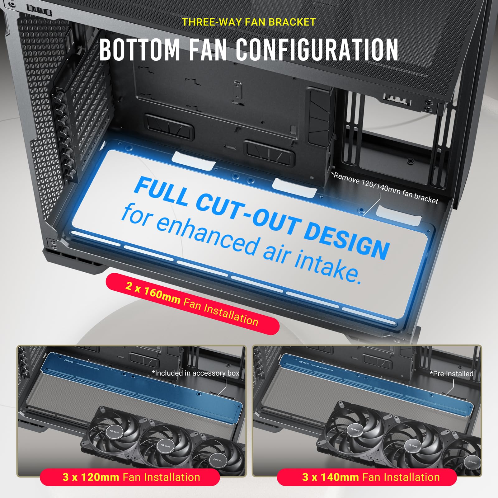 Antec C8 Full-Tower E-ATX PC Case - Tempered Glass, Dual-Chamber, RTX 40 Compatible, Tool-less Design, 360mm Radiator Support, High Airflow