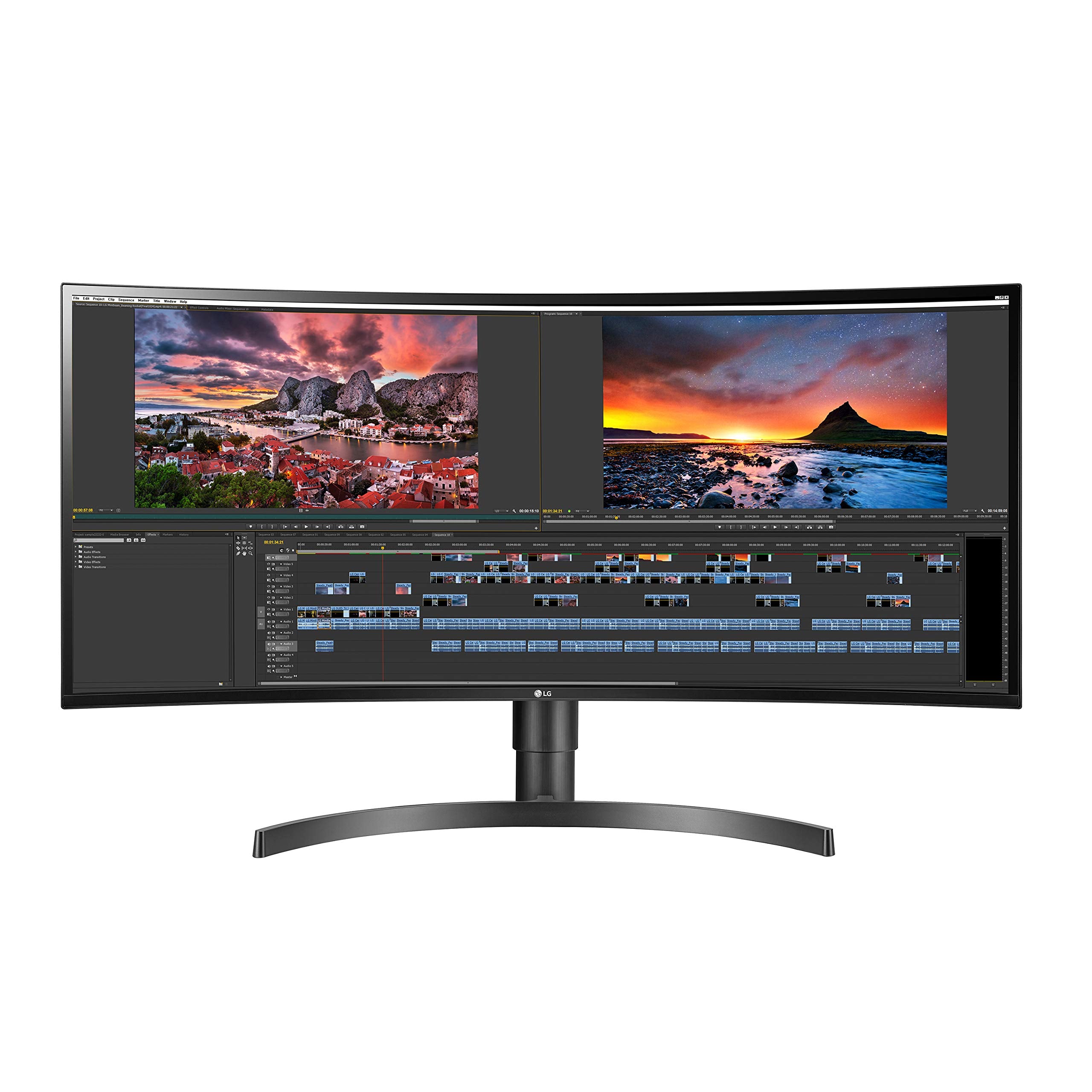 LG 34WN80C-B UltraWide Monitor 34    21:9 Curved WQHD (3440 x 1440) IPS Display, USB Type-C (60W PD) , sRGB 99% Color Gamut, 3-S