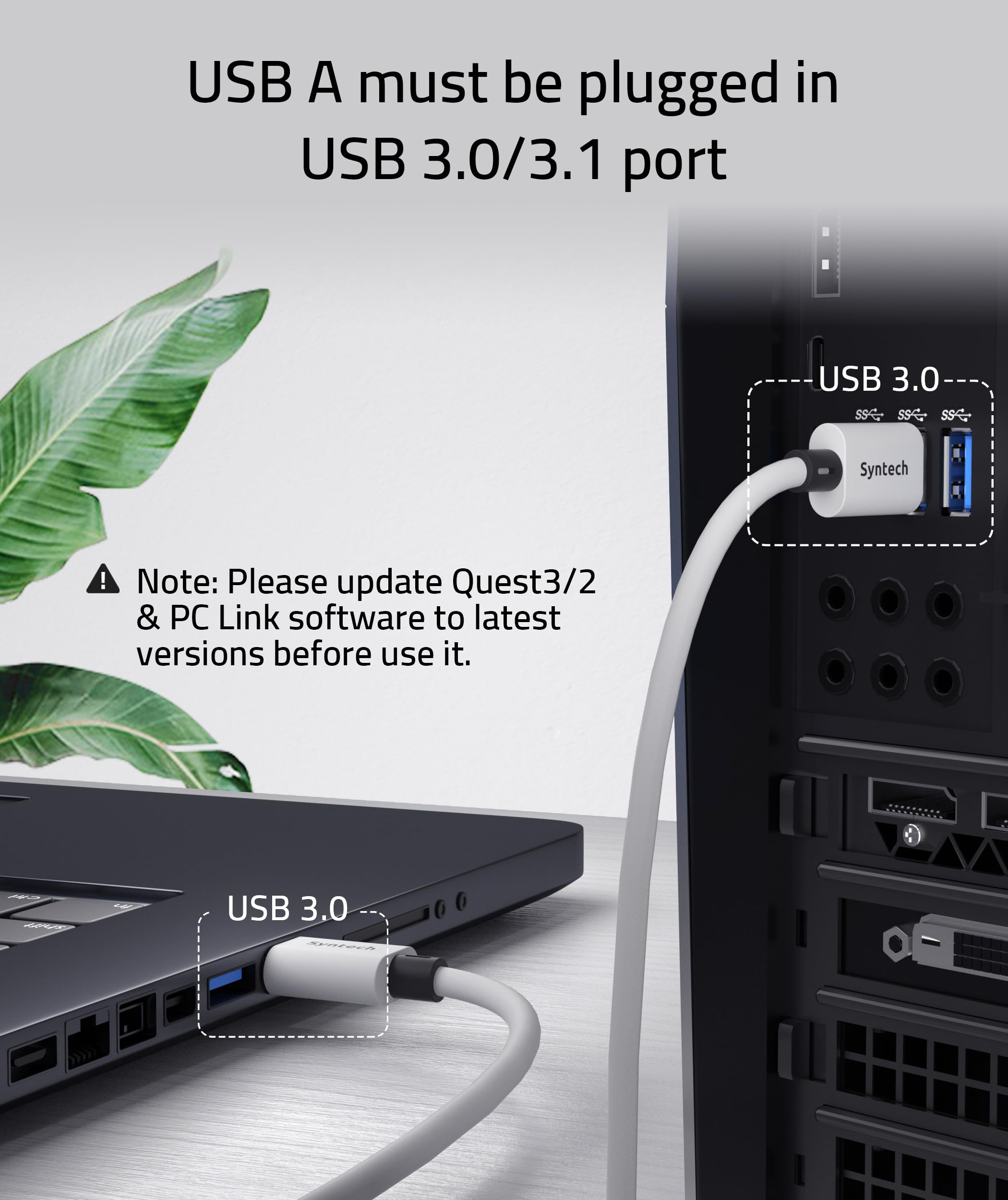 Syntech Link Cable 10 Ft Compatible With Meta/Oculus Quest 3, Quest2 Accessories And Pc/Steamvr, High Speed Pc Data Transfer, Us