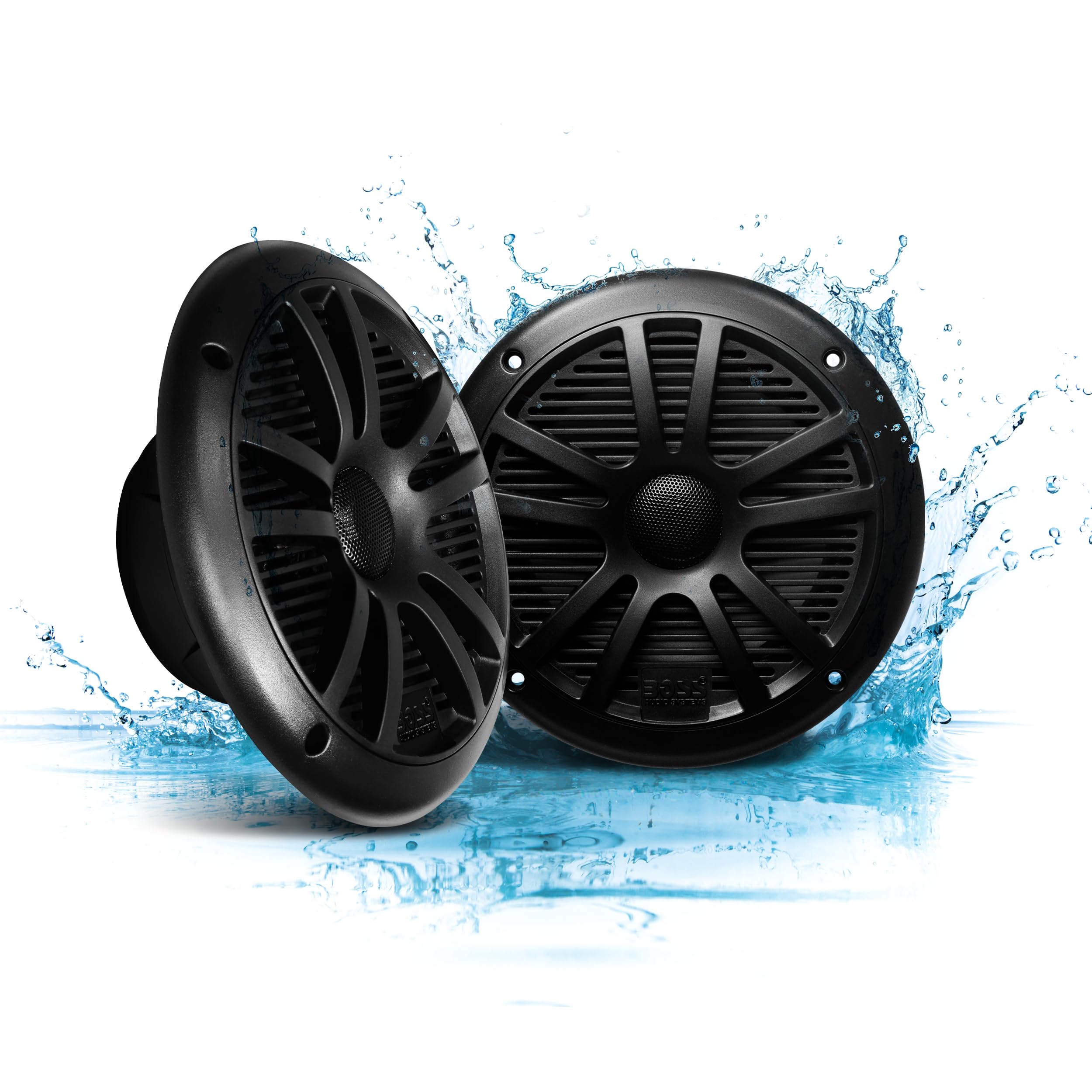BOSS Audio Systems MR6B 6.5 inch Marine Stereo Boat Speakers - 180 Watts (pair), 2 Way, Full Range, Tweeters, Coaxial, Weatherpr