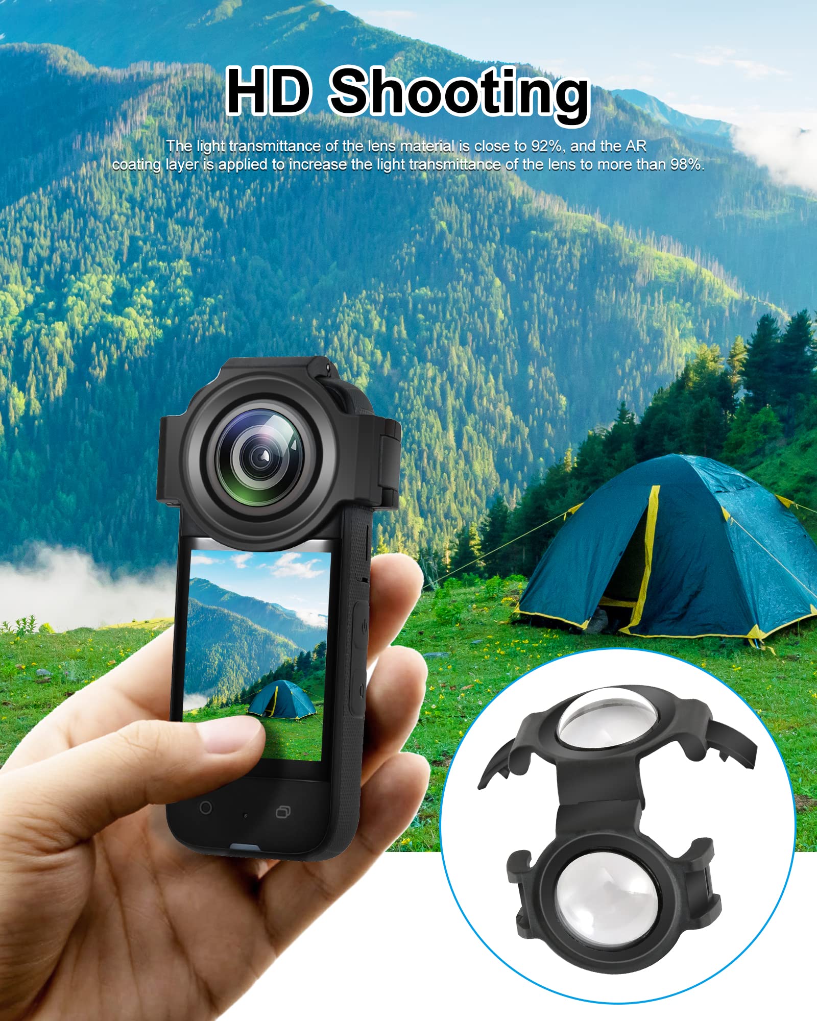 Lens Guard Protective Cover For Insta360 X3, Puluz Optical Glass Lens Protector For Insta360 X3 Accessories Waterproof & Anti Sc