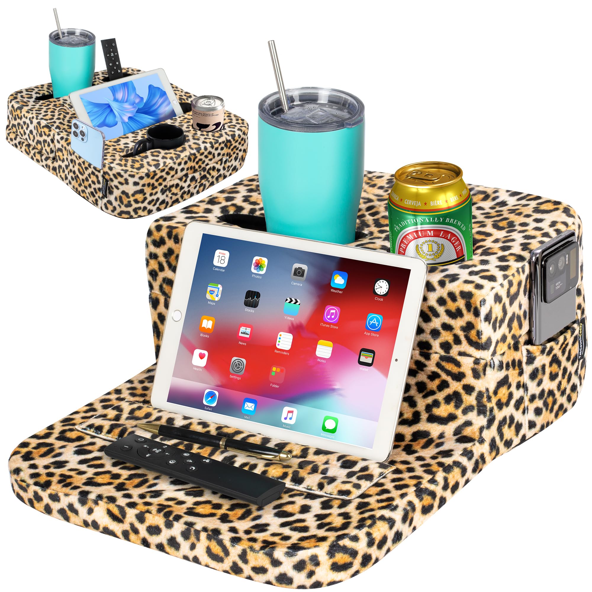 Tabcouchcaddy   Couch Cup Holder Tray Pillow   Bed, Couch Caddy, Sofa, Rv & Car   Holds Drinks, Snacks, Remotes, Phones, Kindle,
