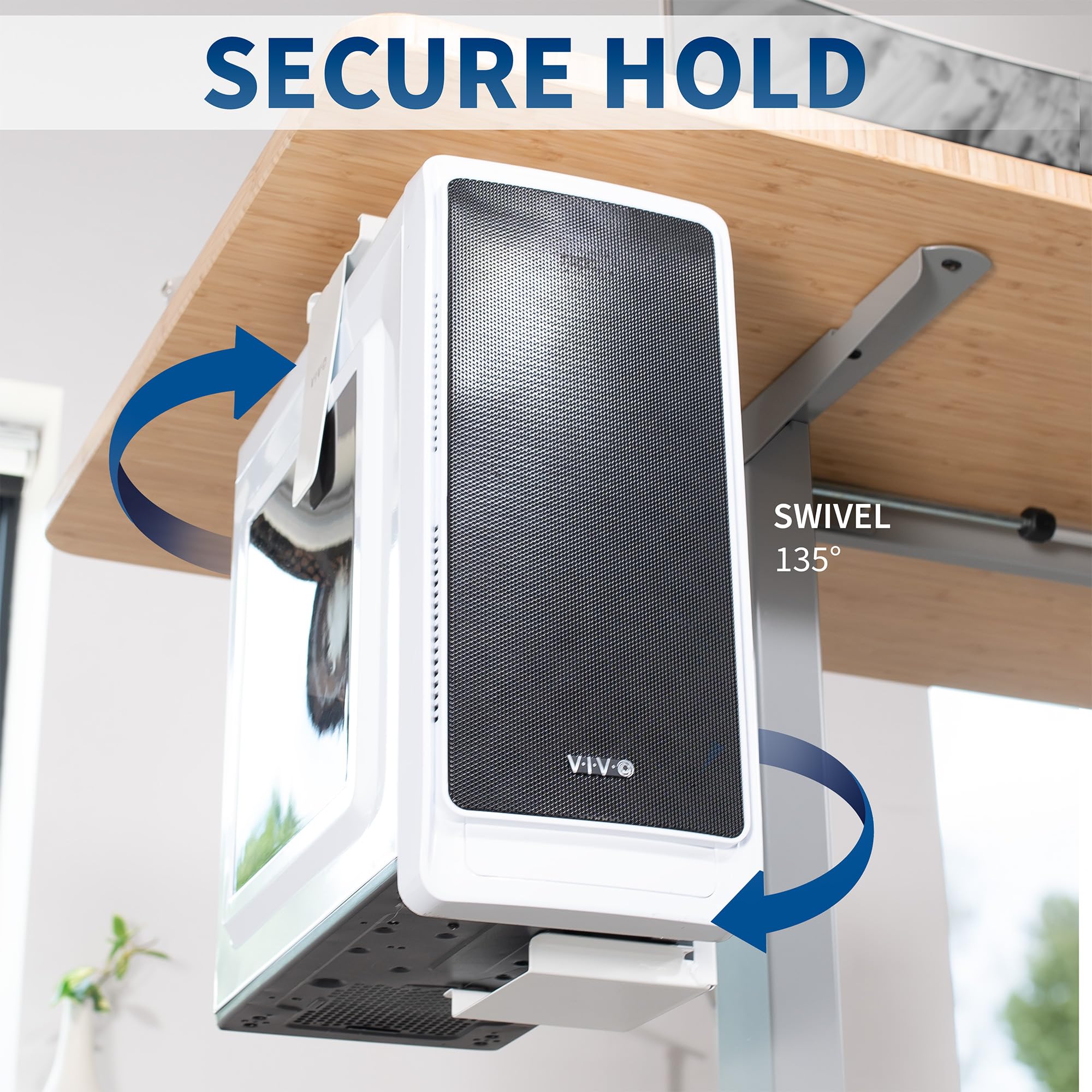 VIVO Adjustable Under Desk and Wall Mount for PC 3.5   7.8 inches Wide, Computer Case CPU Holder with Swivel and Secure Locking, White, MOUNT PC01W
