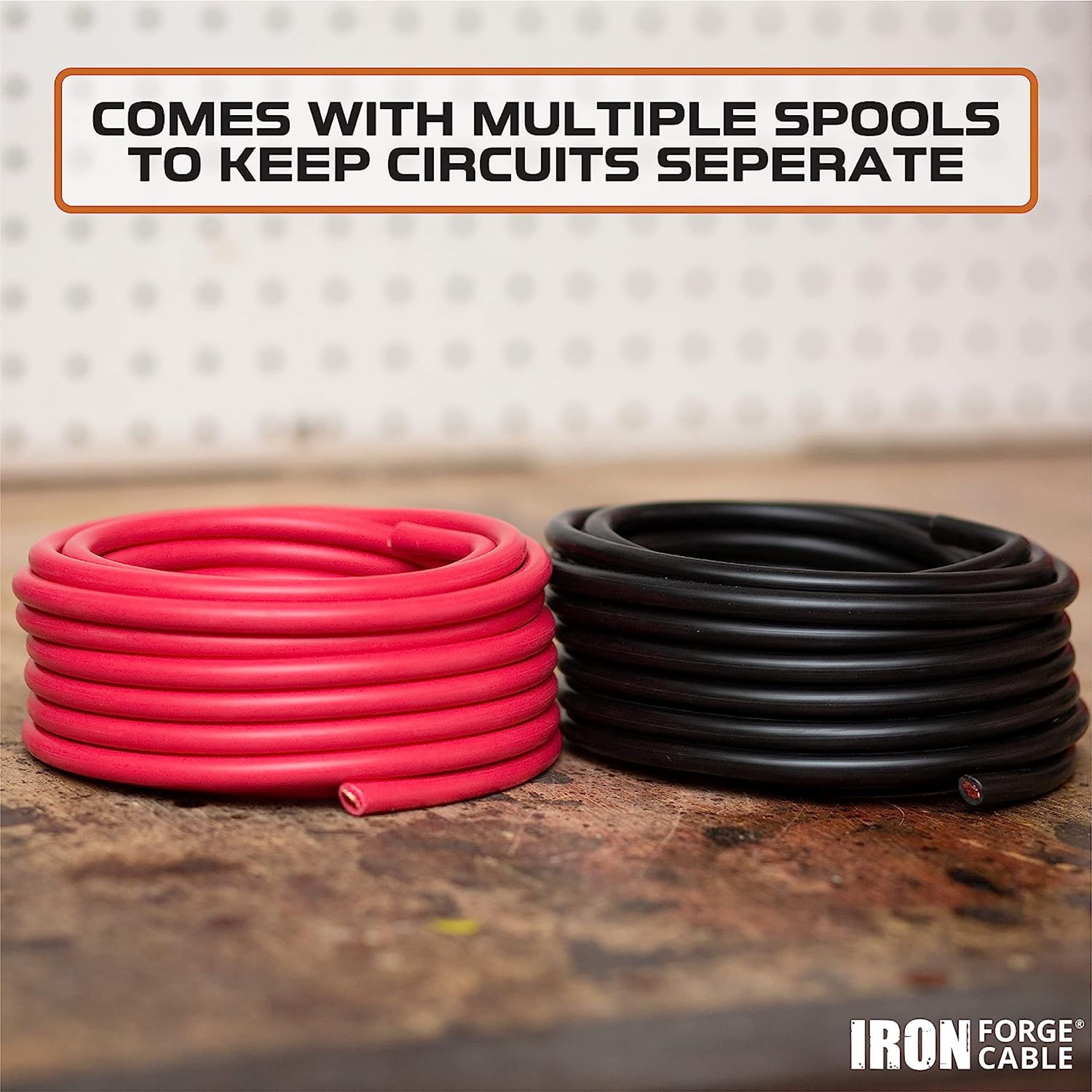 Iron Forge Cable 6 Gauge Wire 2 Pack Red & Black  6 Ft Copper Clad Aluminum Wire For Automotive Battery Cable, Subwoofer Wiring