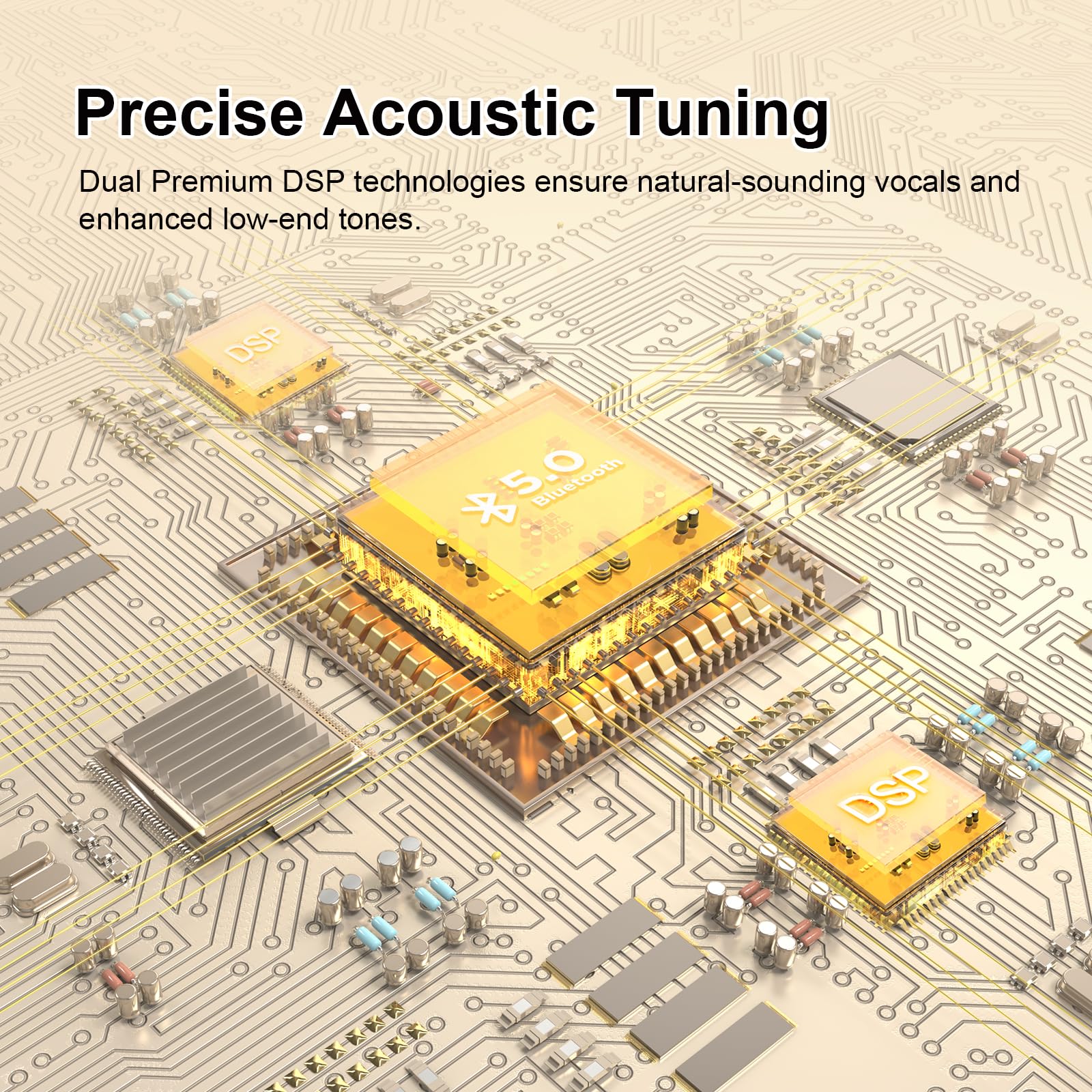 Doss Soundbox Xl Bluetooth Speaker With Subwoofer, 32W Loud Sound With Booming Bass, Dual Dsp Technologies, 10H Playtime, Usb C, Tws, 2.1 Audio Channel For Home, Indoor And Office   Gold