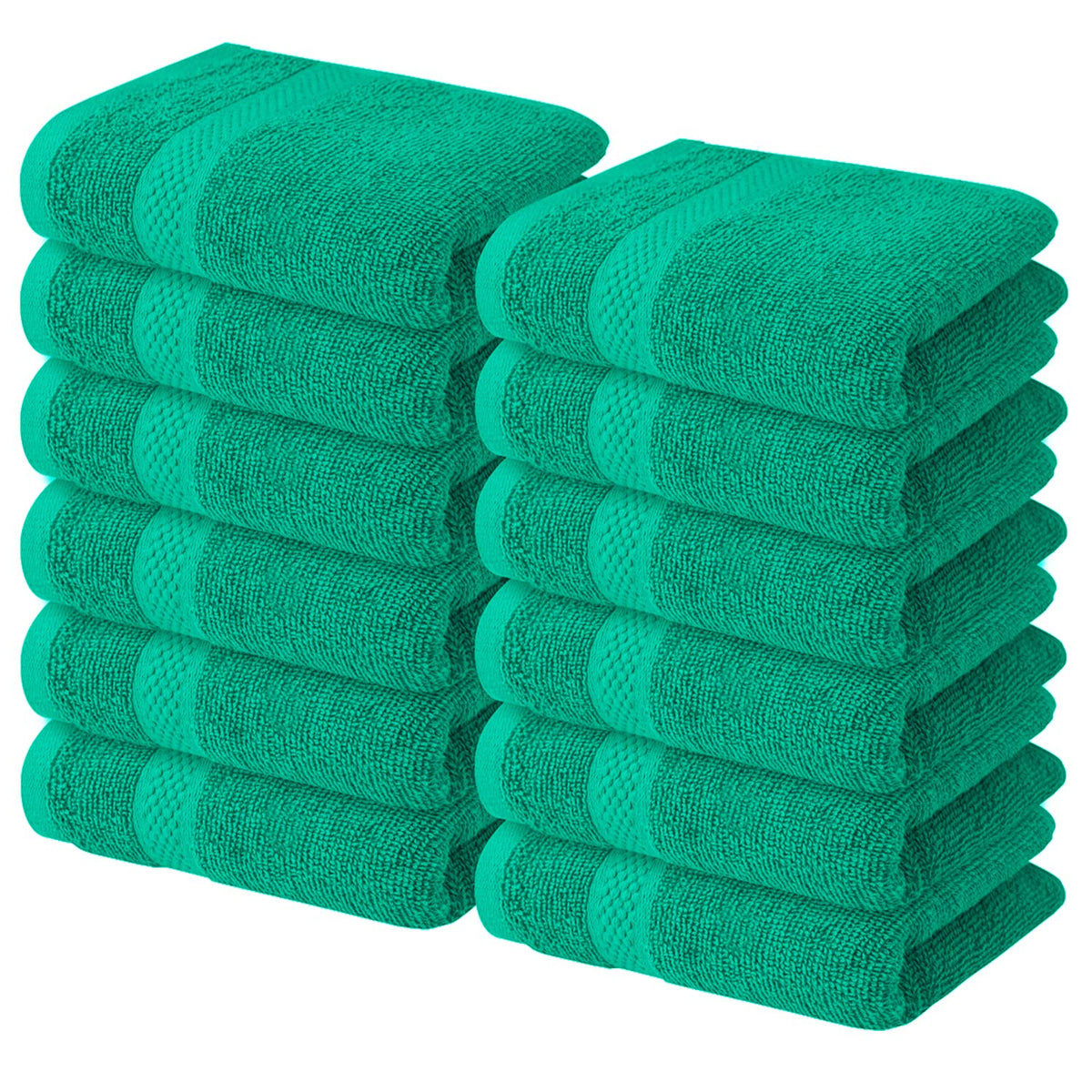 Infinitee Xclusives Premium Green Washcloths Set   Pack Of 12, 13X13 Inches 100 Cotton Wash Cloths For Your Body And Face Towels