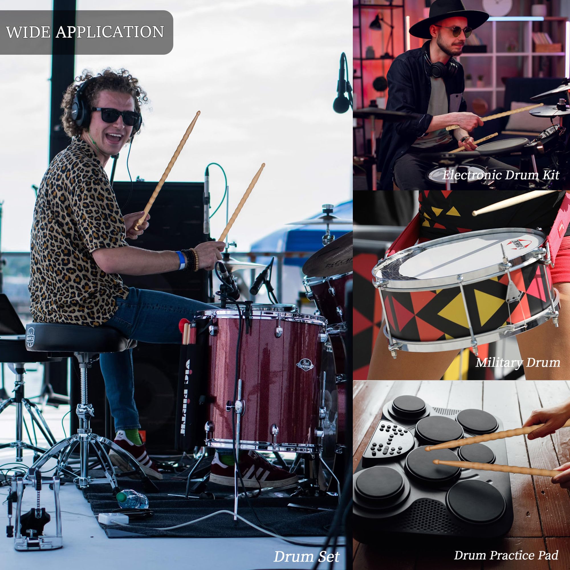 Arlx Drum Sticks 5A Maple Wood Drumsticks Non Slip Wave Design For Drums (2 Pair Wave 5A Drum Sticks)