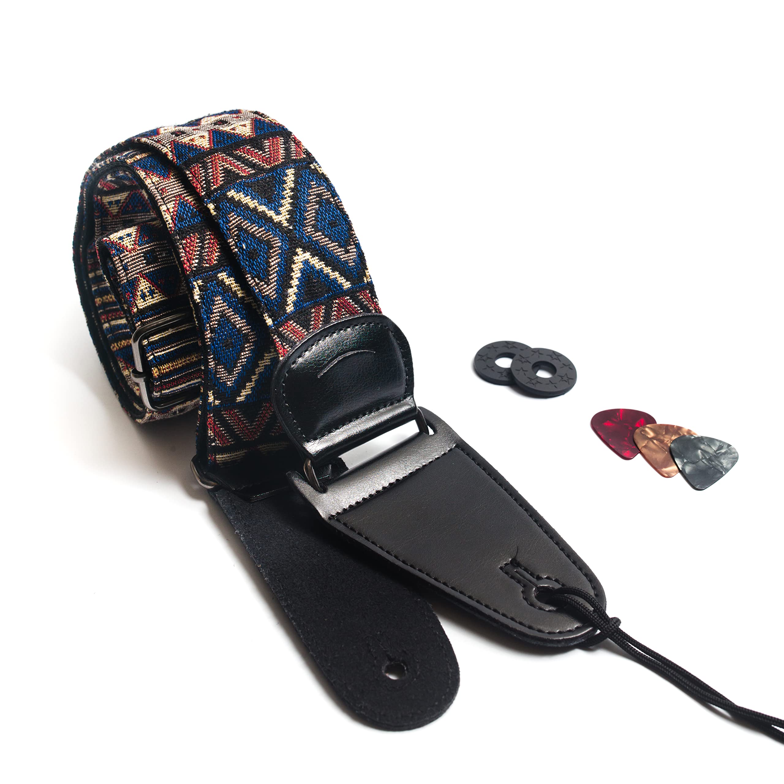 Guitar Strap For Bass, Electric & Acoustic Guitar, Strap Locks Included (Cobalt), (LMR00 02)