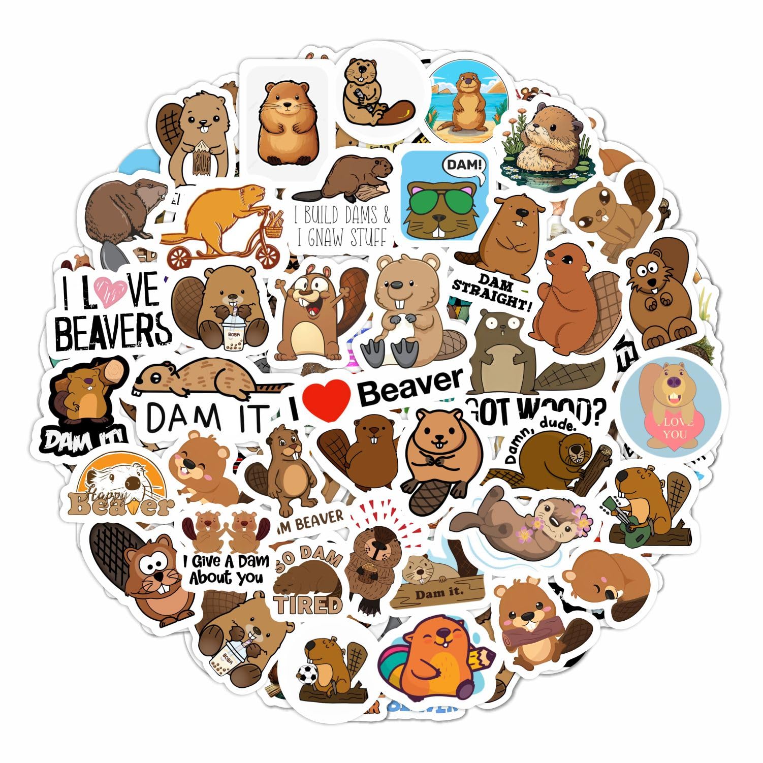 Beaver Stickers For Water Bottle And Laptop   Nature Party Favors & Decorations, Waterproof Vinyl Animal Decals, Cute Beaver Sti