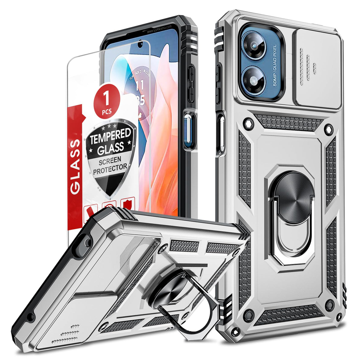 Leyi For Motorola G Play 2024 Case, Moto G Play 2024 Phone Case With Screen Protector And Slide Camera Cover, Military Grade Pro