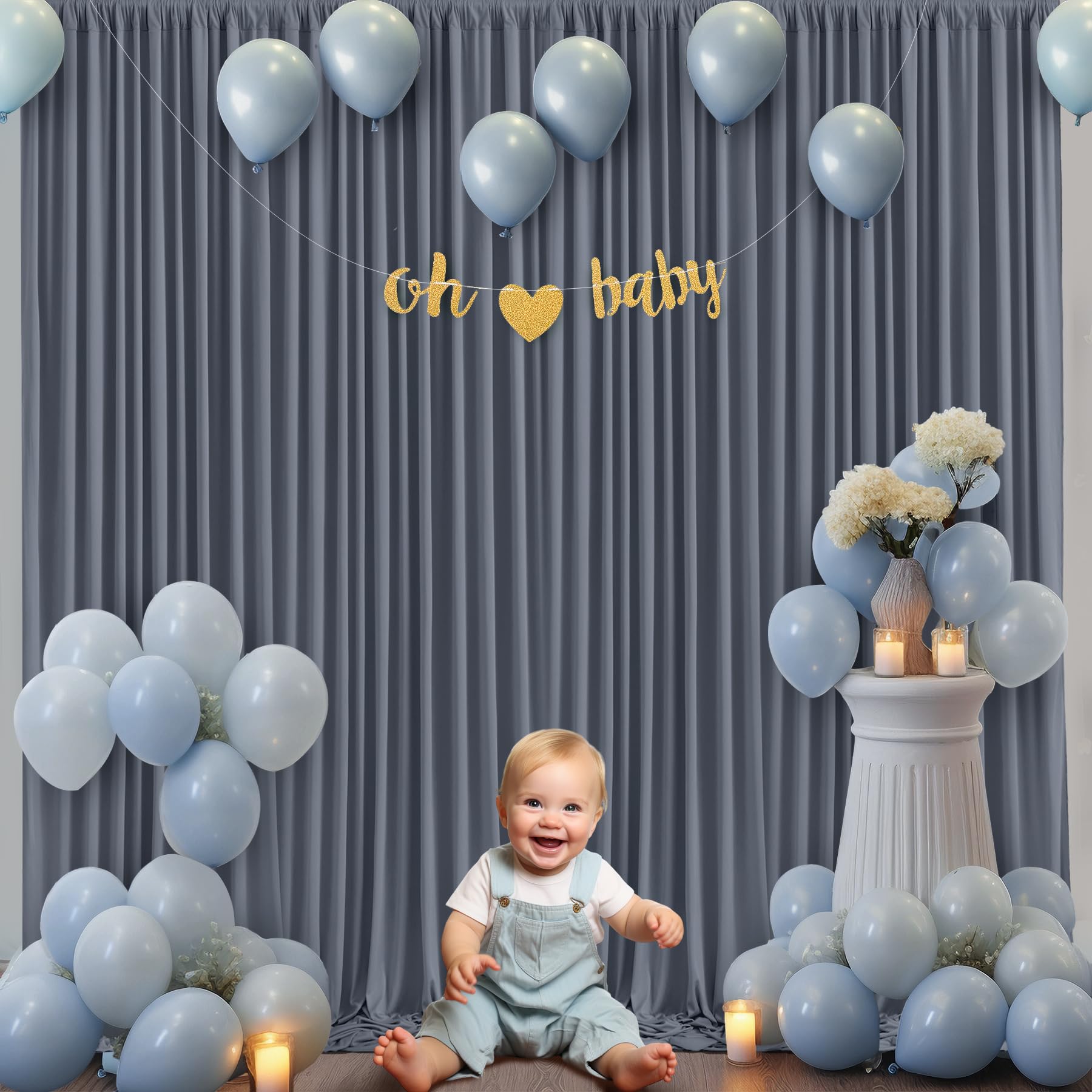 10x10 Charcoal Backdrop Curtain for Parties Wedding Wrinkle Free Silver Grey Photo Curtains Backdrop Drapes Fabric Decoration fo