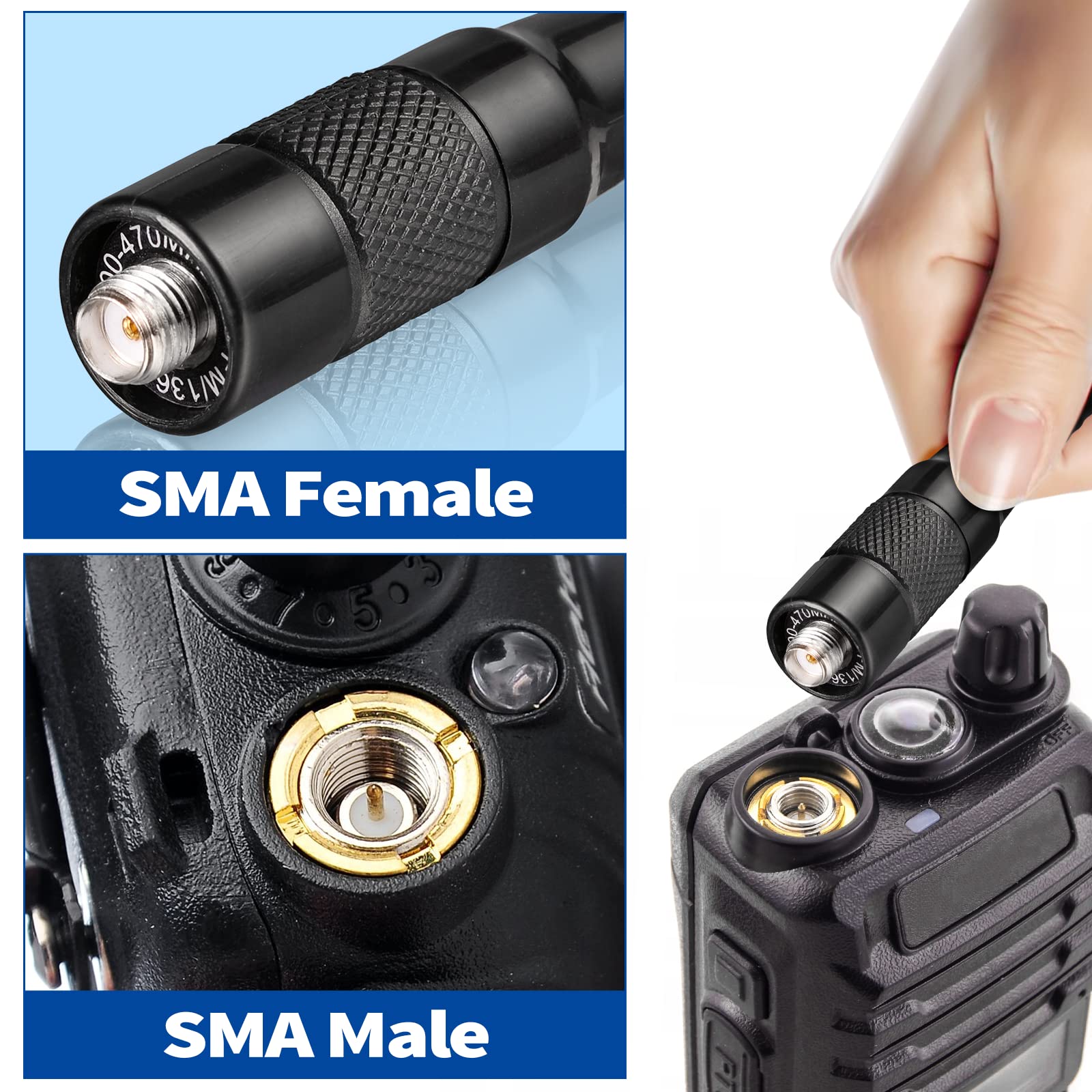 Bingfu Dual Band Vhf Uhf 136 174Mhz 400 470Mhz Ham Radio Antenna 2 Pack Walkie Talkie Flexible Whip Antenna Sma Female For Kenwo