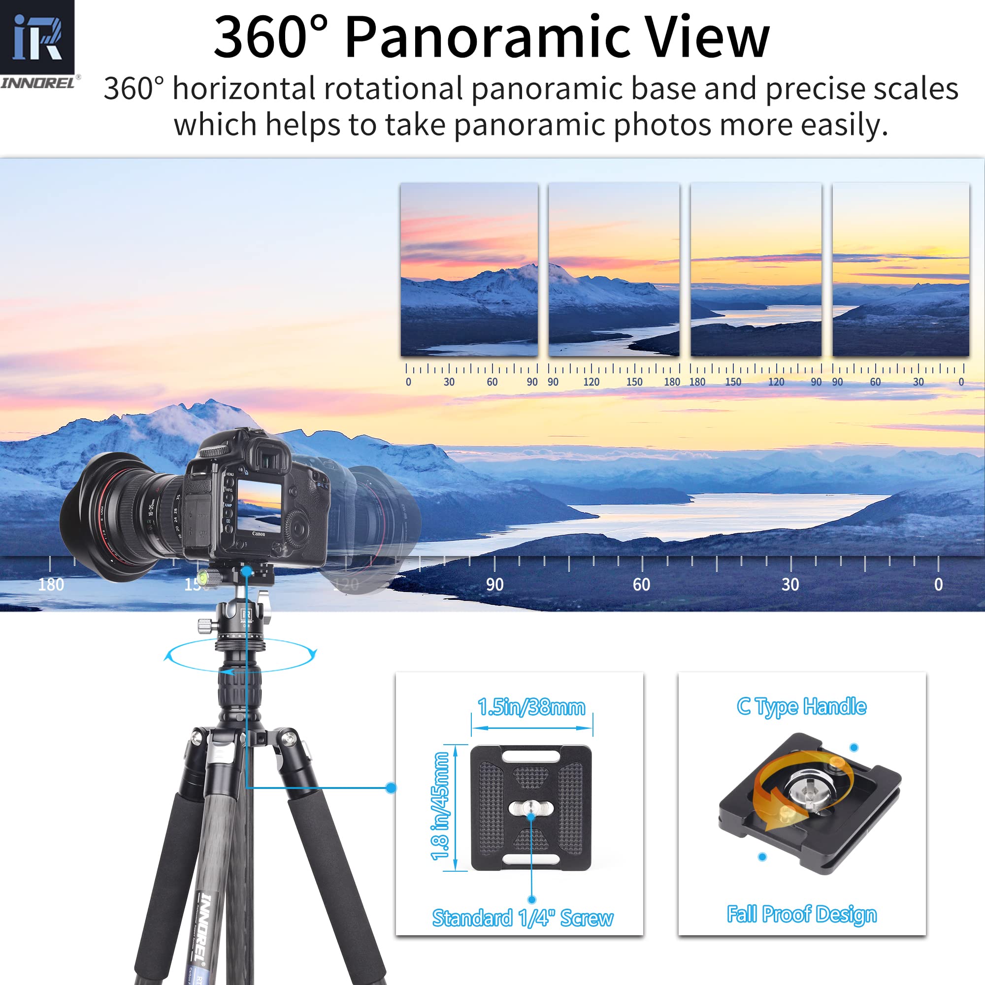 Innorel D28 28Mm Low Profile Tripod Ball Head Professional All Metal Cnc 360� Panoramic Camera Tripod Head For Monopod,Dslr Cameras,Camcorder,Dv With 1/4' Arca Swiss Quick Release Plate Load 22Lb/10Kg