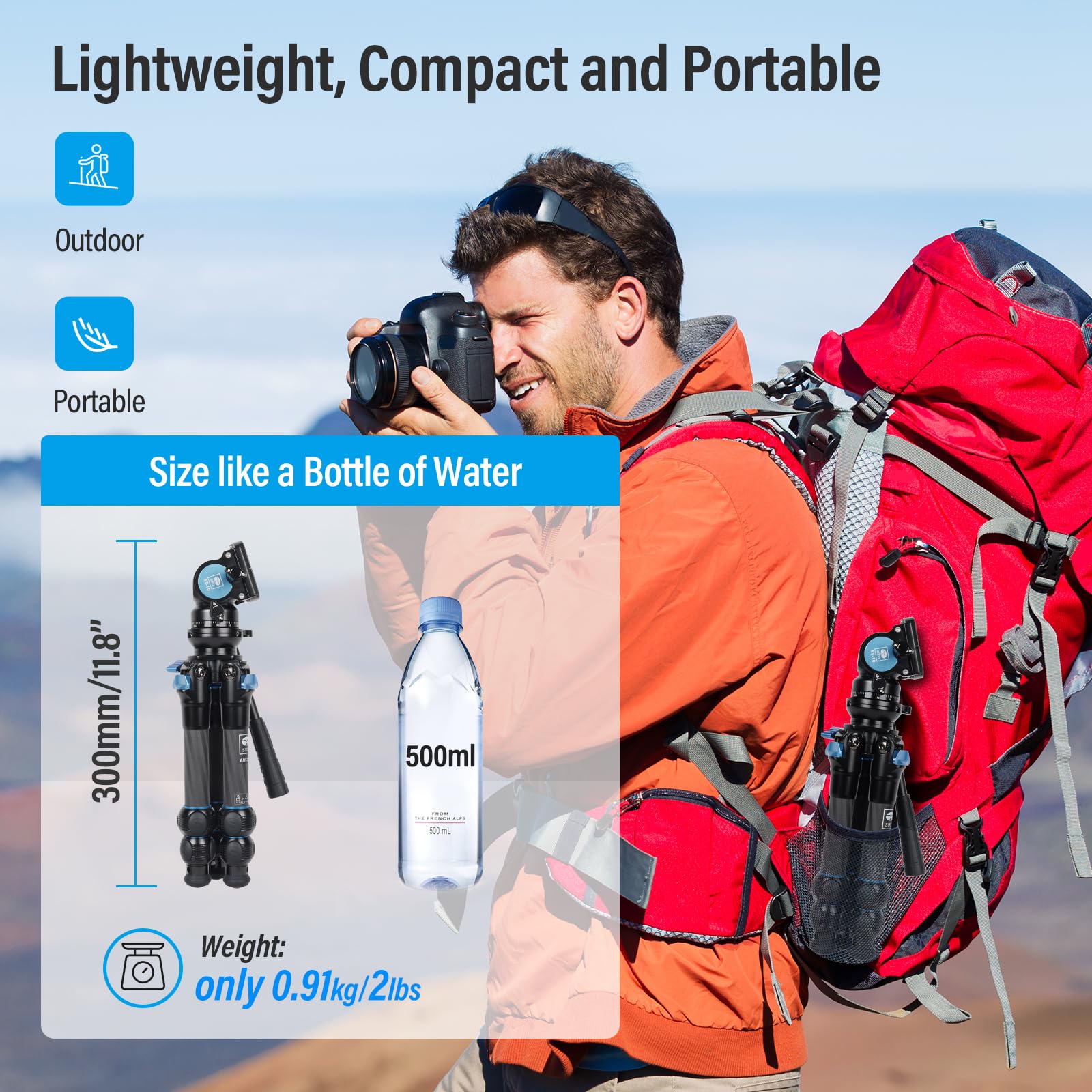 Sirui Am223L Mini Video Tripod With At10 Fluid Head, Carbon Fiber Tabletop Travel Tripod For Camera, Camcorder, Leveling Base, Max Height 17�, Max Load 11Lbs