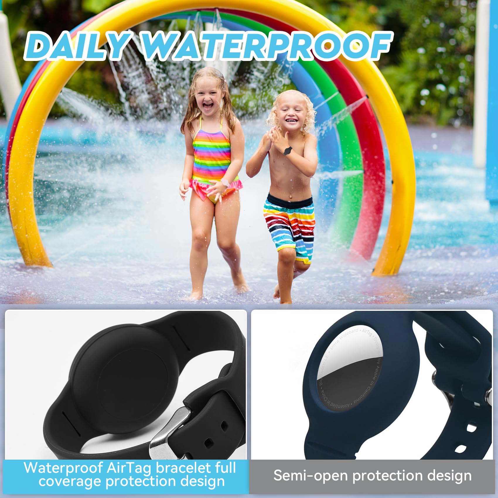 Waterproof Air-Tag Bracelet For Kids(2 Pack),Soft Silicone Air-Tag Wristband Kids For Elder Gps Tracking Tagging Watch Band,Air-