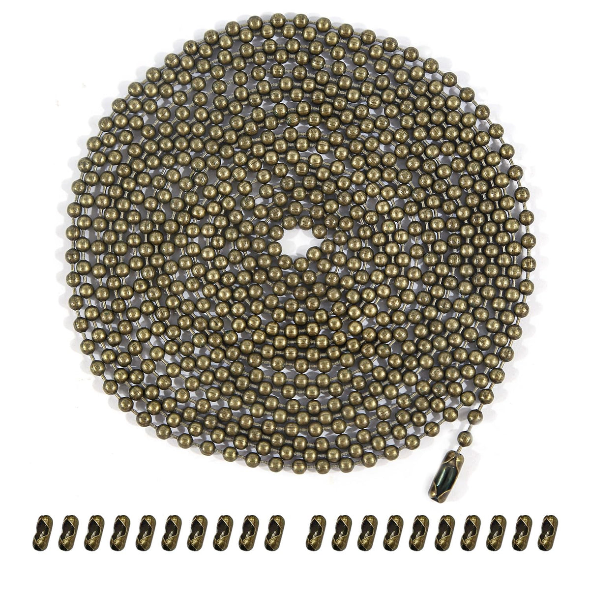 Dotlite Bronze Ceiling Fan Pull Chain, 120'' Extra Long Rust Proof 3Mm Beaded Ball Light Pulls Extension Chains With 20 Connecto
