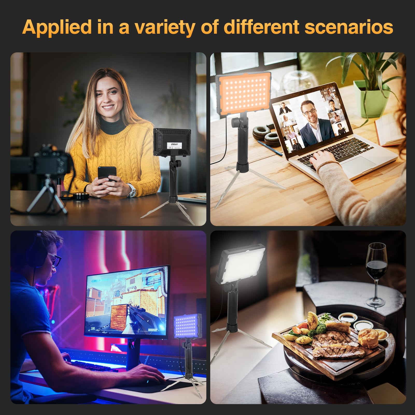 Emart 60 Led Continuous Portable Photography Lighting Kit For Table Top Photo Video Studio Light Lamp With Color Filters   2 Pac