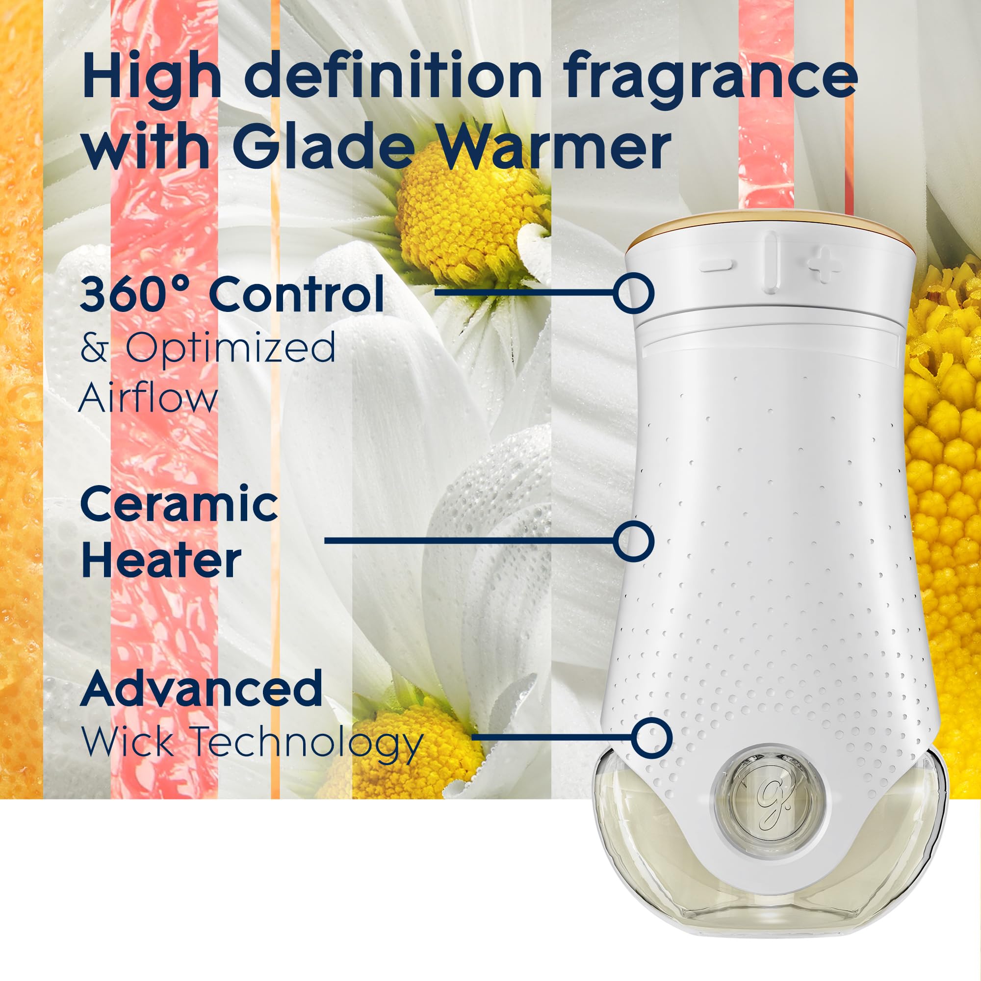 Glade Plugins Refills Air Freshener Starter Kit, Scented And Essential Oils For Home And Bathroom, Joyful Citrus & Daisies 4.02