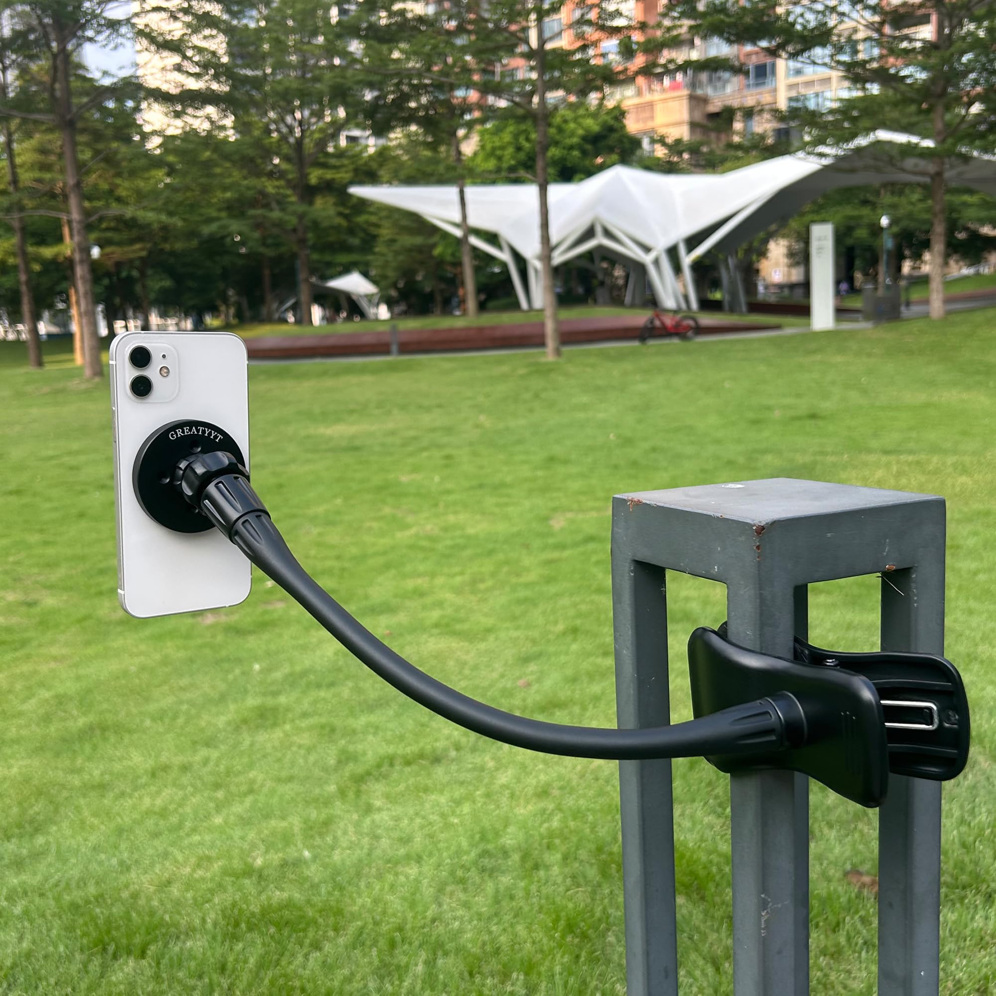 Greatyyt Magnetic Gooseneck Phone Holder Clamp Mount For Magsafe,Cell Phone Clamp Clip For Guitar, Bass, Desk, Pole, Magnet Phon