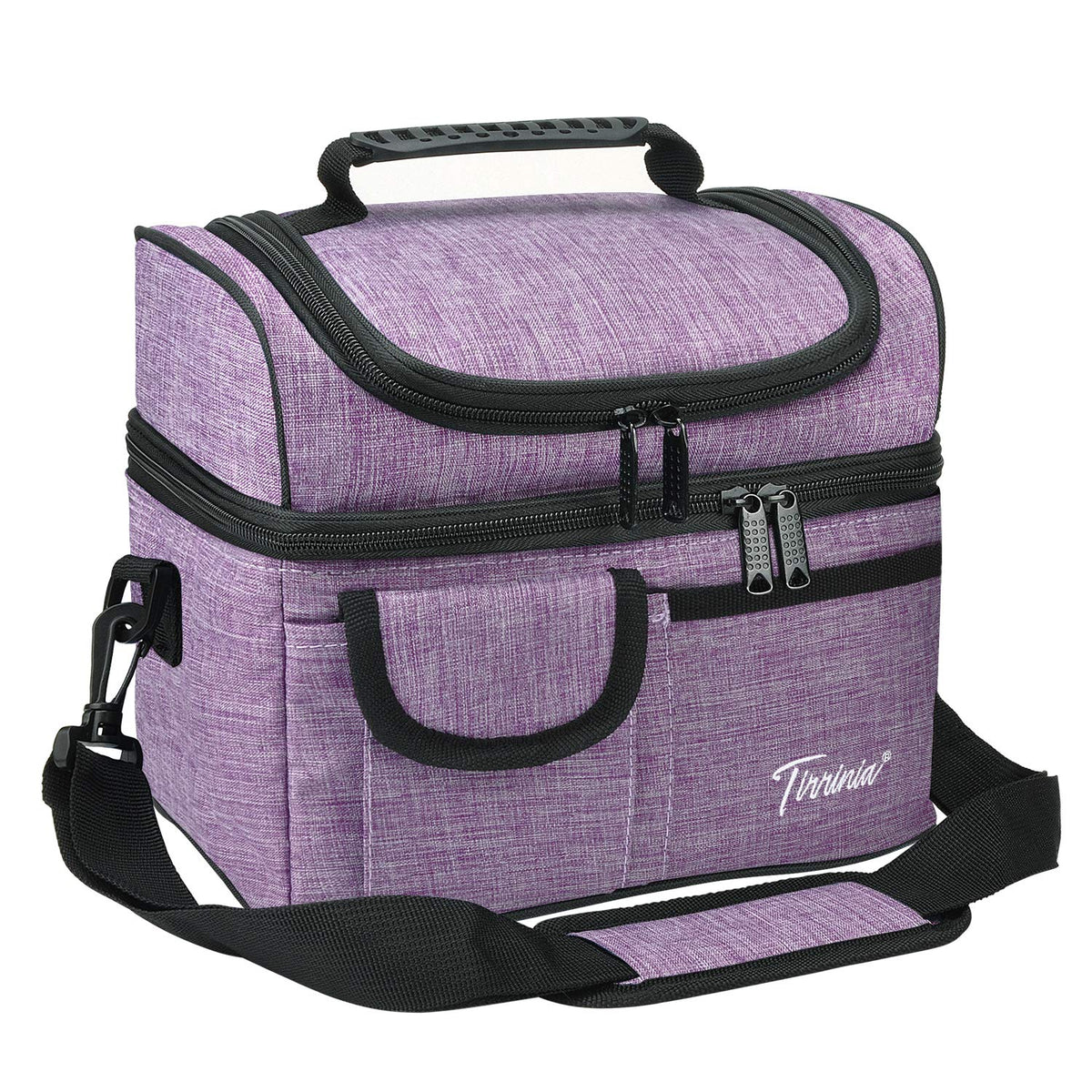 Tirrinia Insulated Lunch Bag, Leakproof Thermal Bento Cooler Tote For Women And Men, Dual Compartment With Shoulder Strap, 102 X