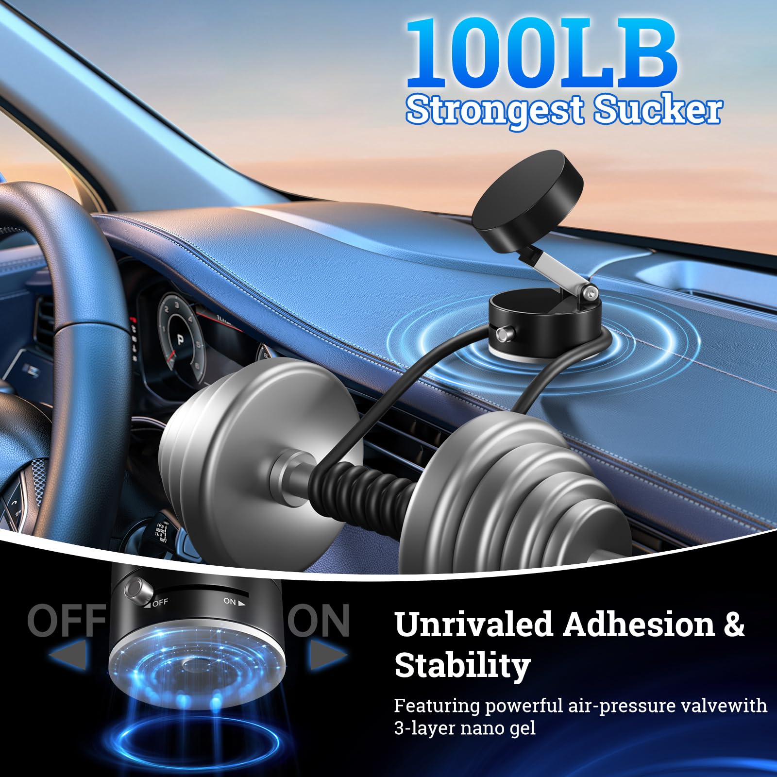 Uceento Magnetic Phone Holder, Suction Cup Phone Mount, Foldable Strong Magnetic Cell Phone Holder For Car/Gym/Mirror/Smooth Sur