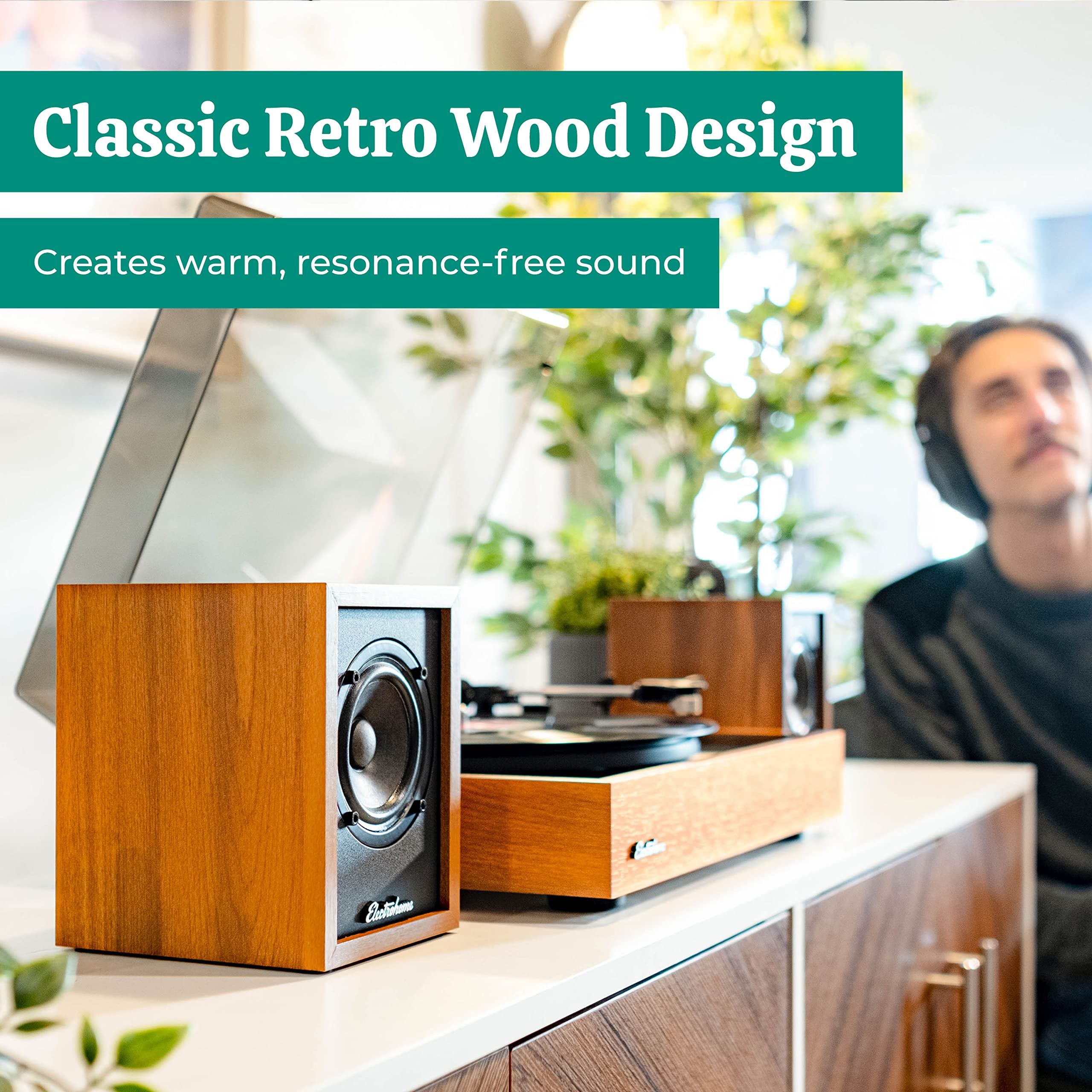 Electrohome Huntley Powered Bookshelf Speakers With Built In Amplifier And 3' Drivers For Turntable, Tv, Pc And Wireless Music Streaming Featuring Bluetooth 5, Rca And Aux (Eb10)