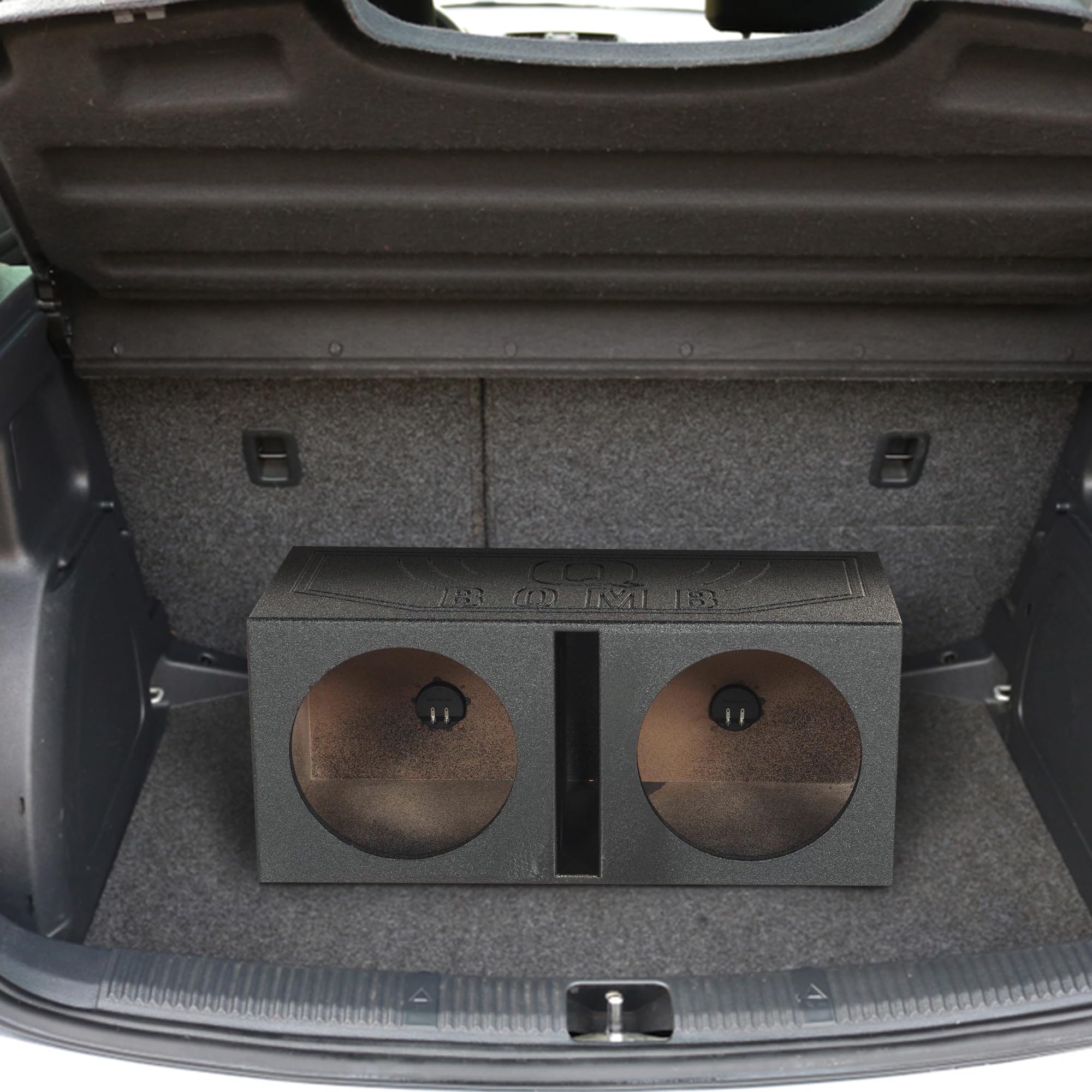Q Power Qbomb10V Dual 10 Inch Vented Port Subwoofer Sub Box, 1 Cubic Foot Per Sub, Tuning Frequency 40 Hz, With Bedliner Spray