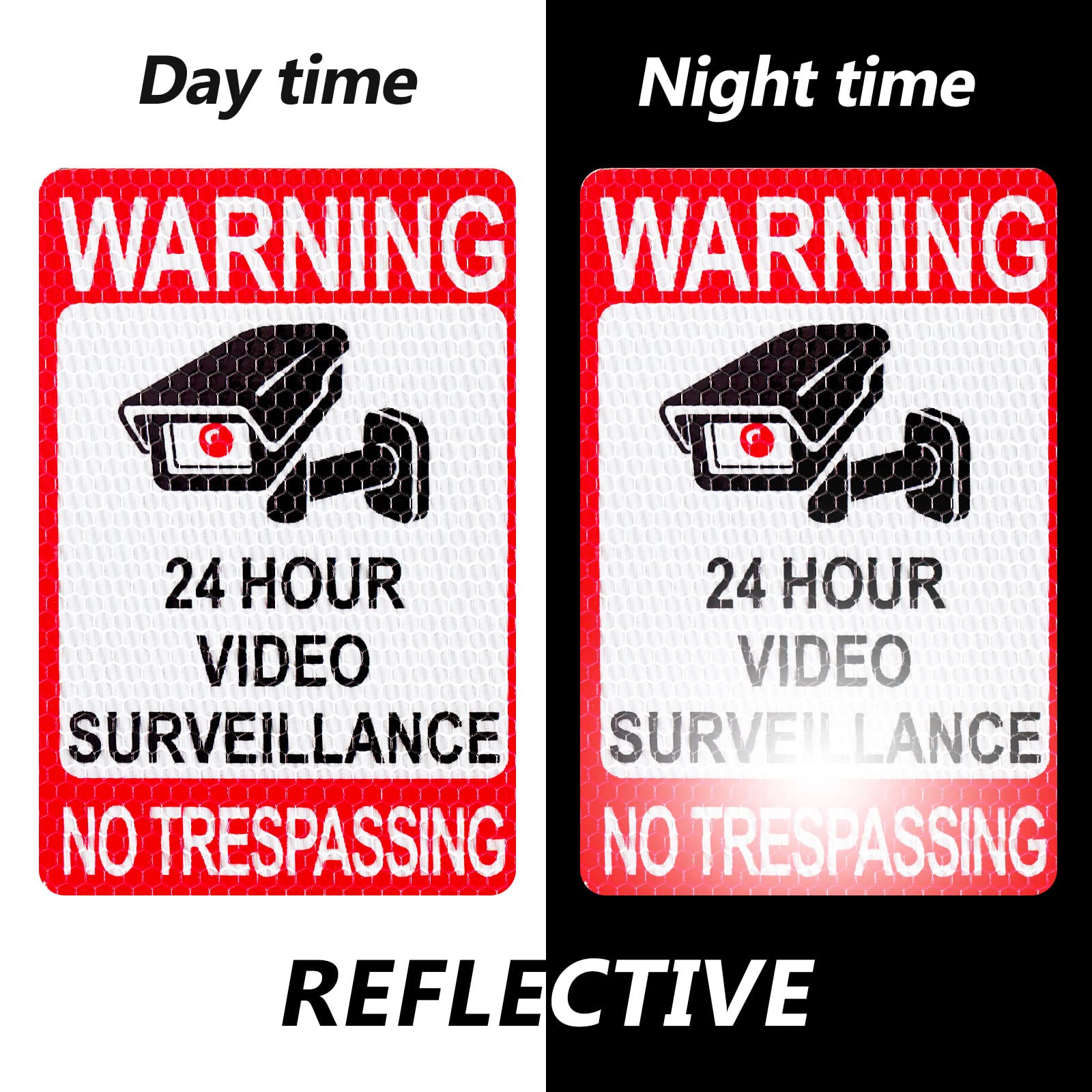 8 Pcs 24 Hour Video Surveillance Sticker Reflective Sticker Decal Self Adhesive Video Surveillance Sign Outdoor Smile Camera Sig