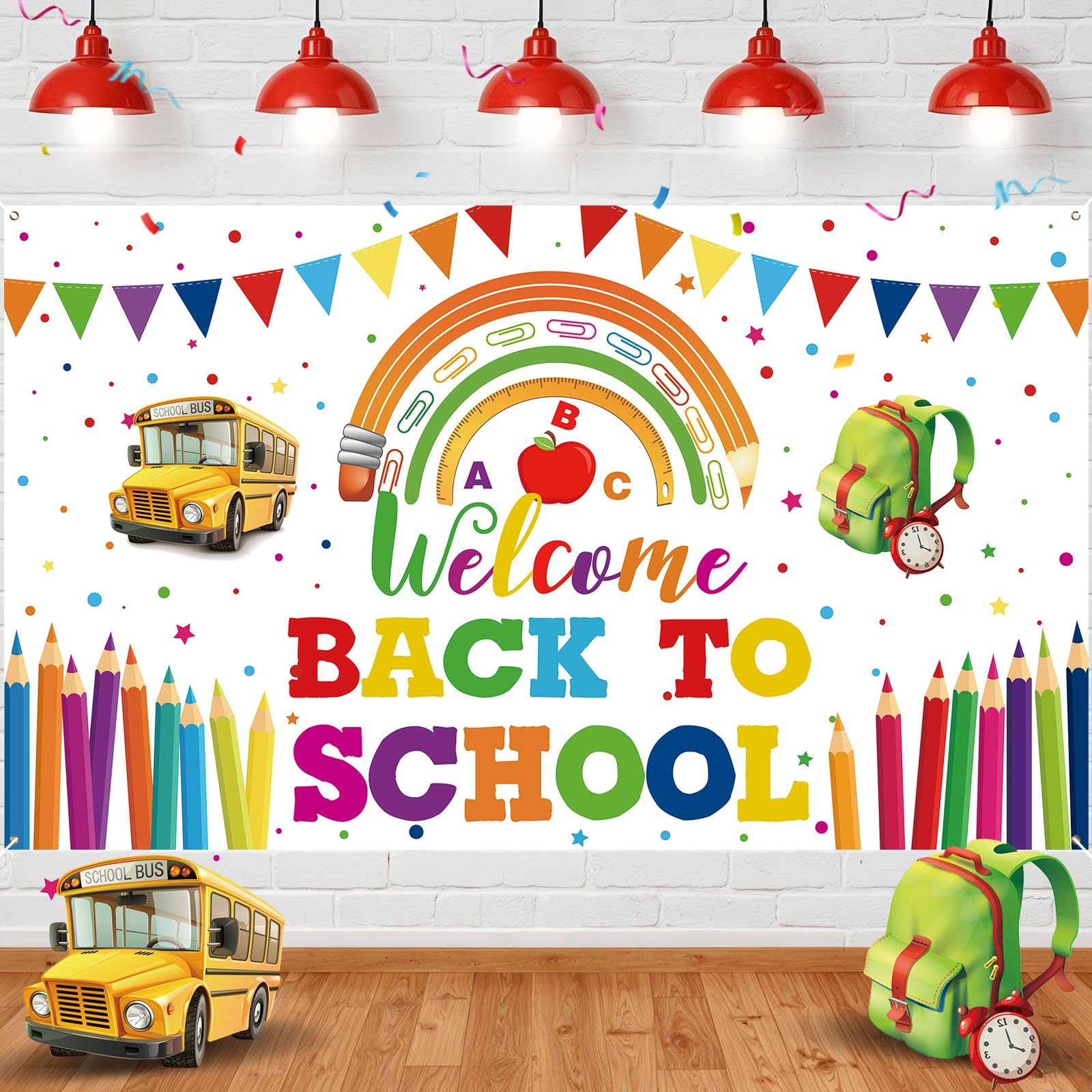 Welcome Back To School Banner Decoration, Positive Back To School Backdrop Motivational Classroom Banner First Day Of School Sig