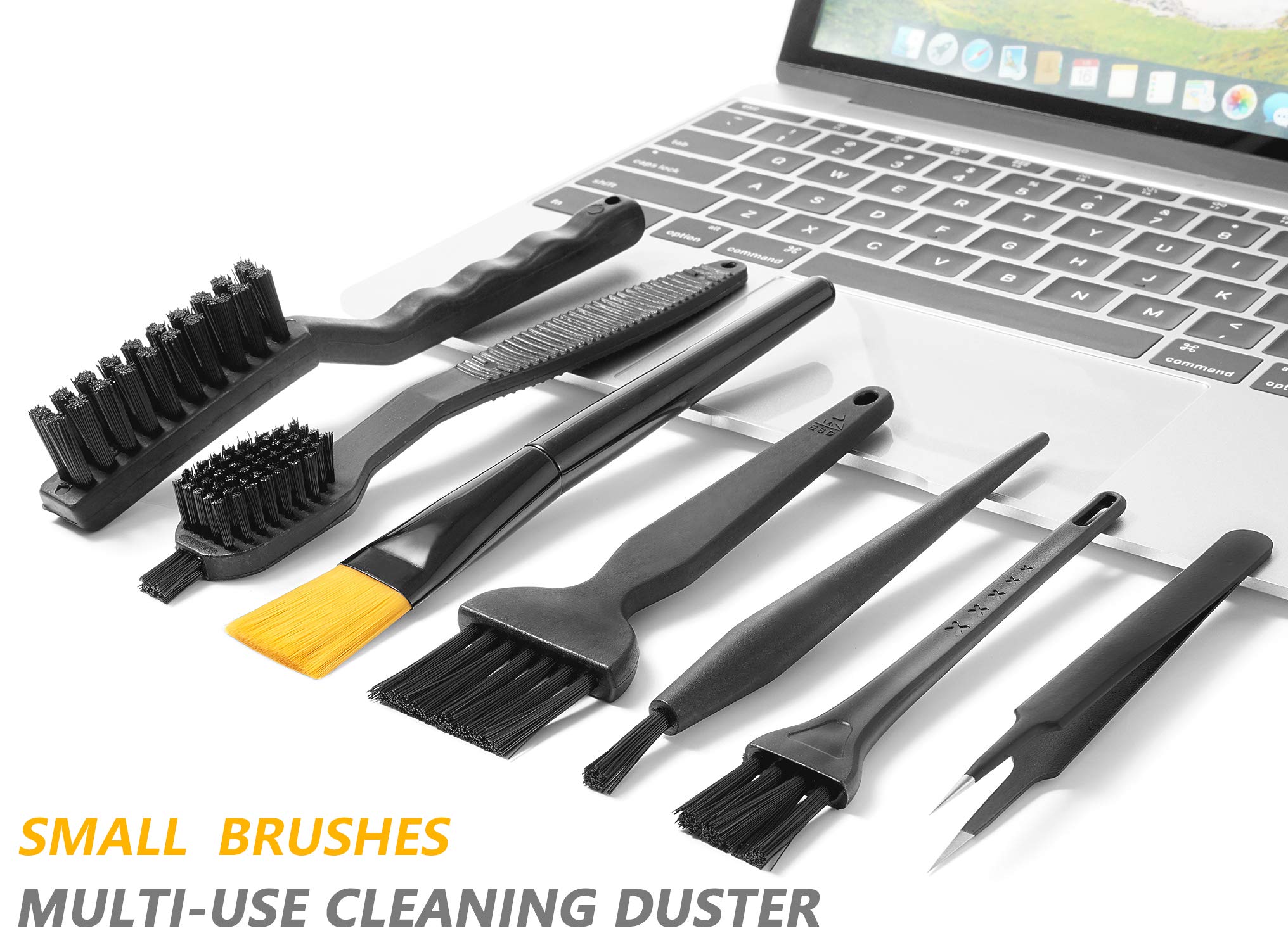 Computer Pc Keyboard Laptop Electronics Camera Small Cleaning Brush Kit (Black, Set Of 7)