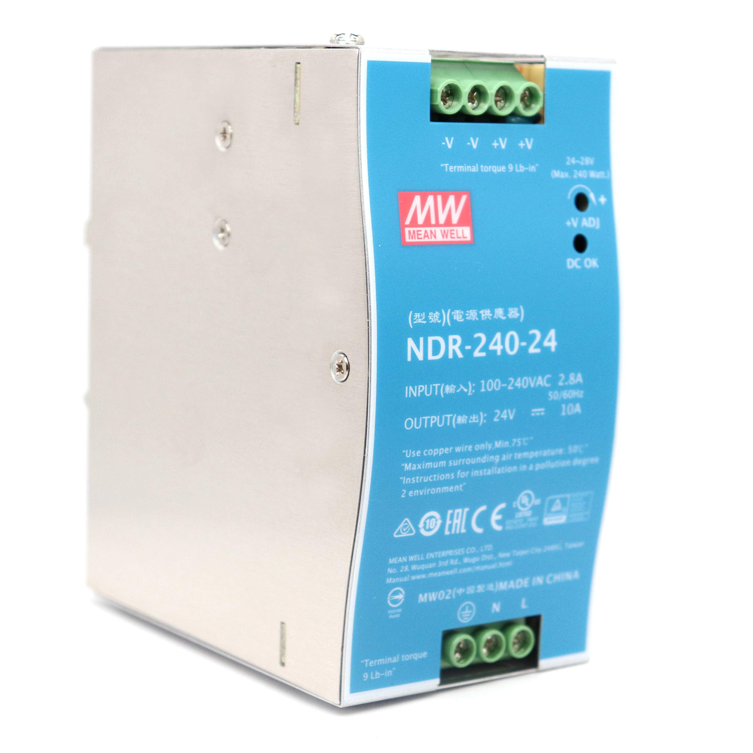 Mean Well Ndr 240 24 240W 24Vdc 10A Ac/Dc Industrial Din Rail Power Supply Single Output For Industrial Applications