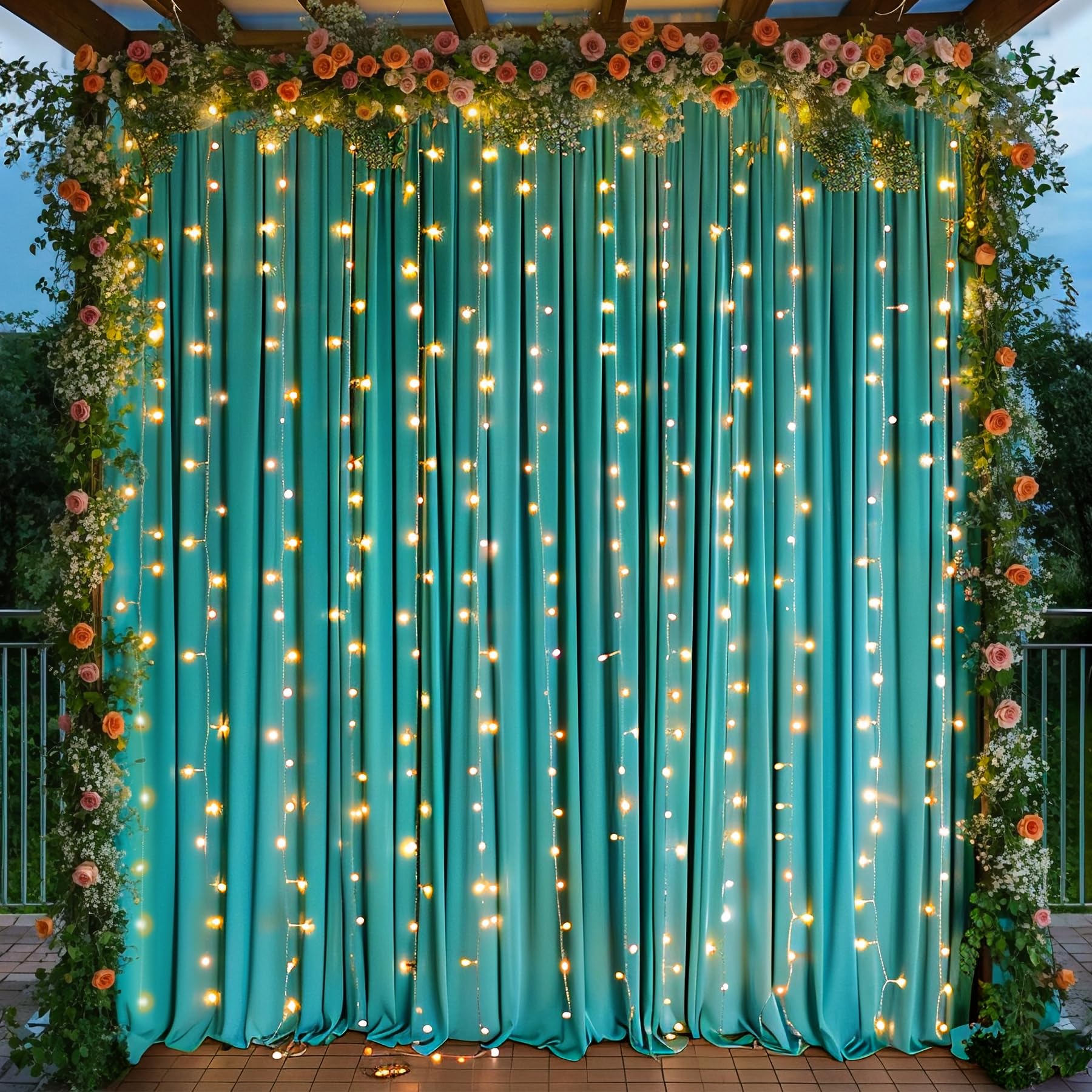10X10 Turquoise Backdrop Curtain For Parties Wrinkle Free Photo Curtains Backdrop Drapes Fabric Decoration For Baby Shower Weddi