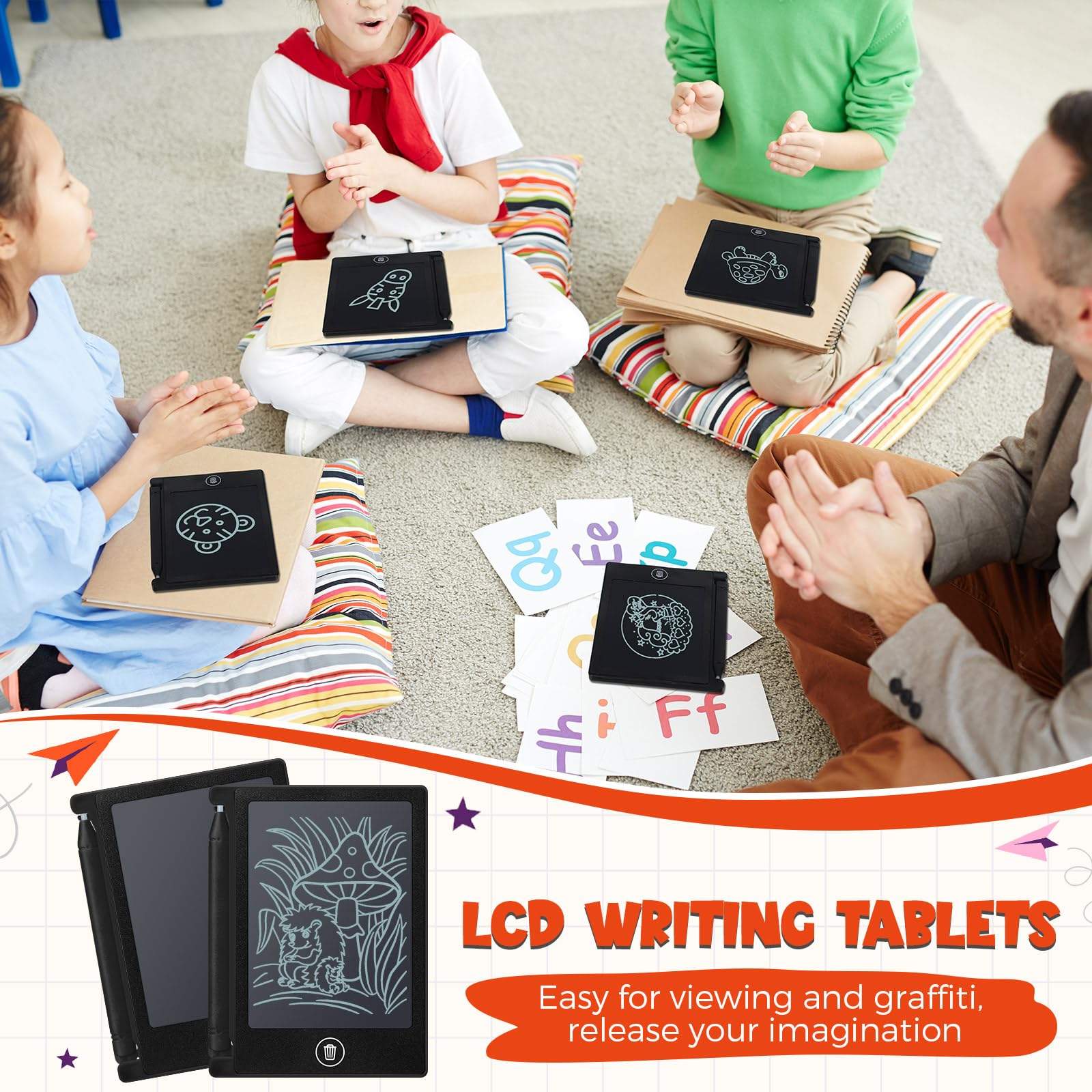 Nezyo 16 Pieces 4.5 Inch Mini Lcd Writing Tablet Electronic Doodle Board For Colorful Drawing Tablet Erasable Writing Pad Reusab