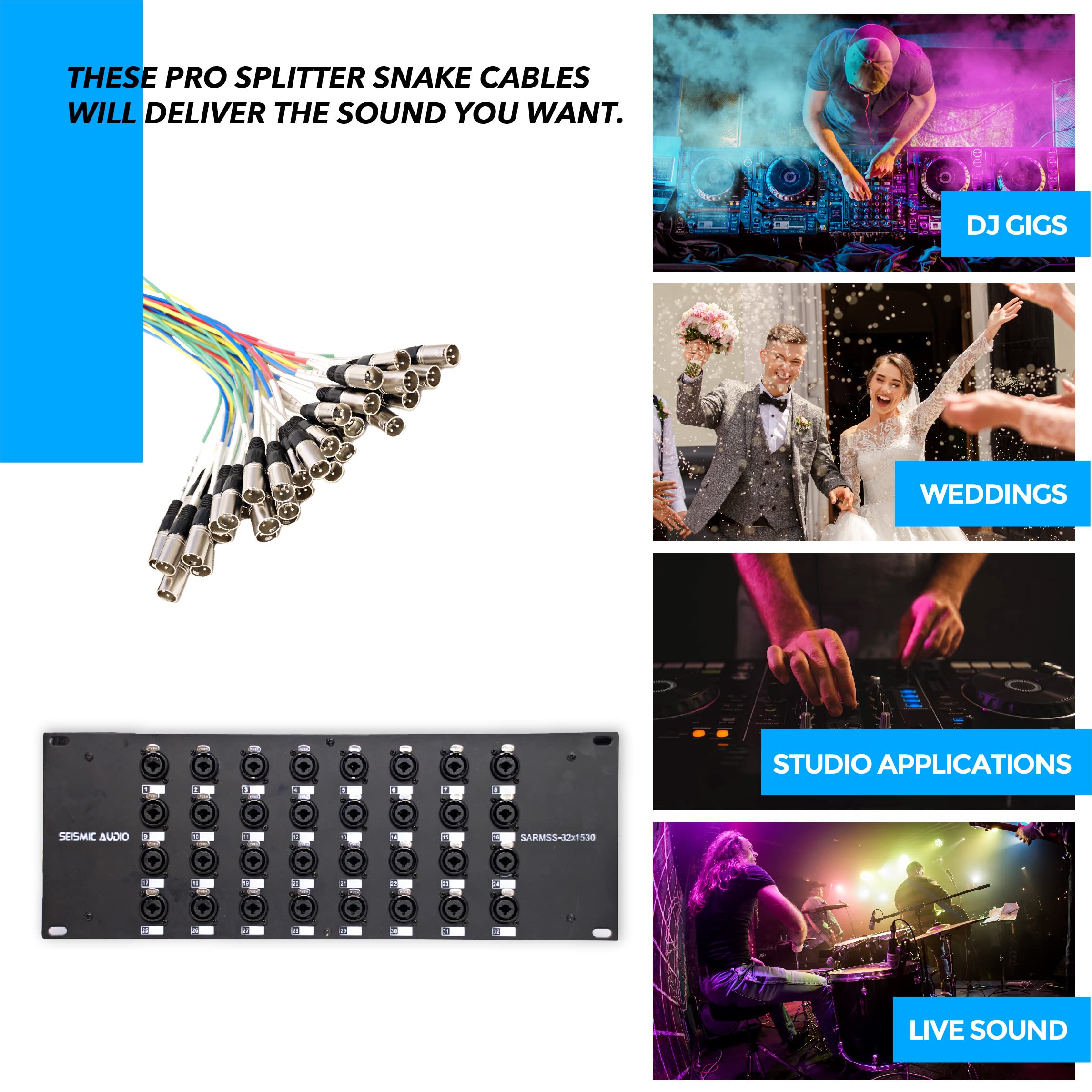 Seismic Audio - Sarmss-32X1530 - 32 Channel Xlr Trs Combo Splitter Snake Cable - 15 And 30 Xlr Trunks