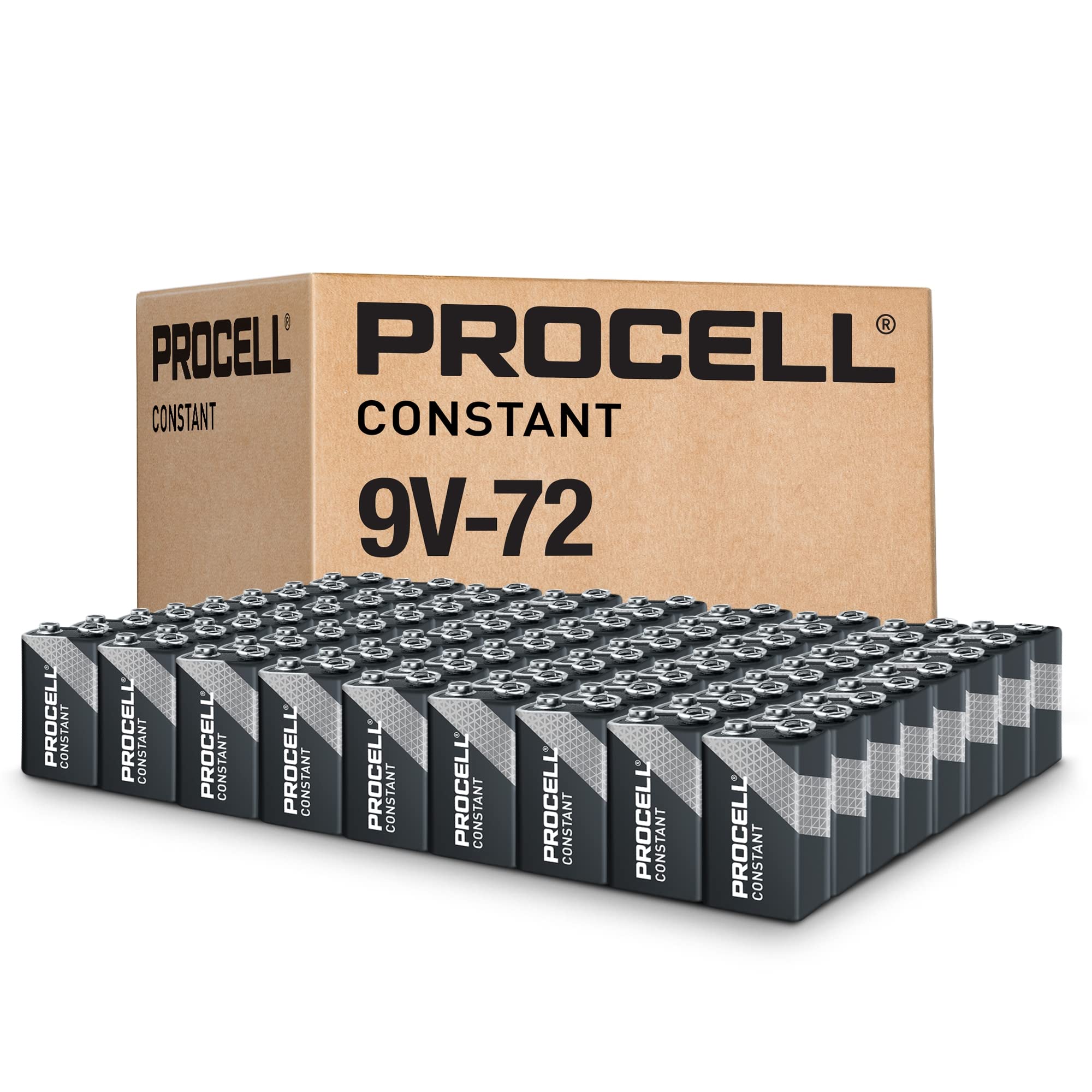 Procell Constant 9V Long Lasting Alkaline Batteries (72 Pack), 5 Year Shelf Life, Bulk Value Pack For Consistent Moderate Drain