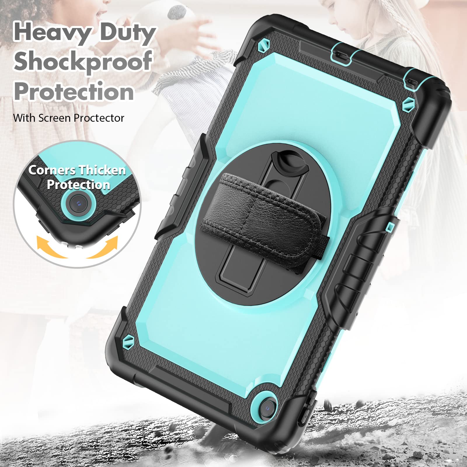 Hxcaseac For Lenovo Tab M10 Plus 3Rd Gen Case 10.6 Inch With Screen Protector/Rotating Hand Strap/Stand, 3 Layer Protective M10