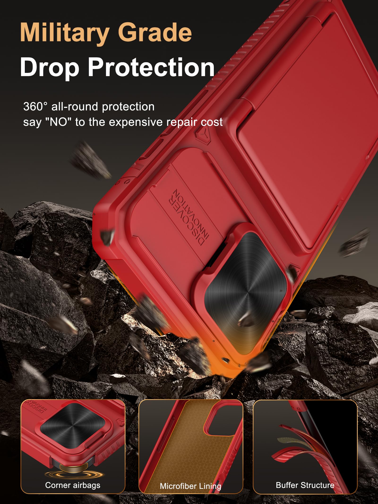 Vihibii For Iphone 16 Pro Max Wallet Case With Card Holder (4 Cards) [Rfid Blocking] & Slide Lens Cover & Raised Edges Protect S