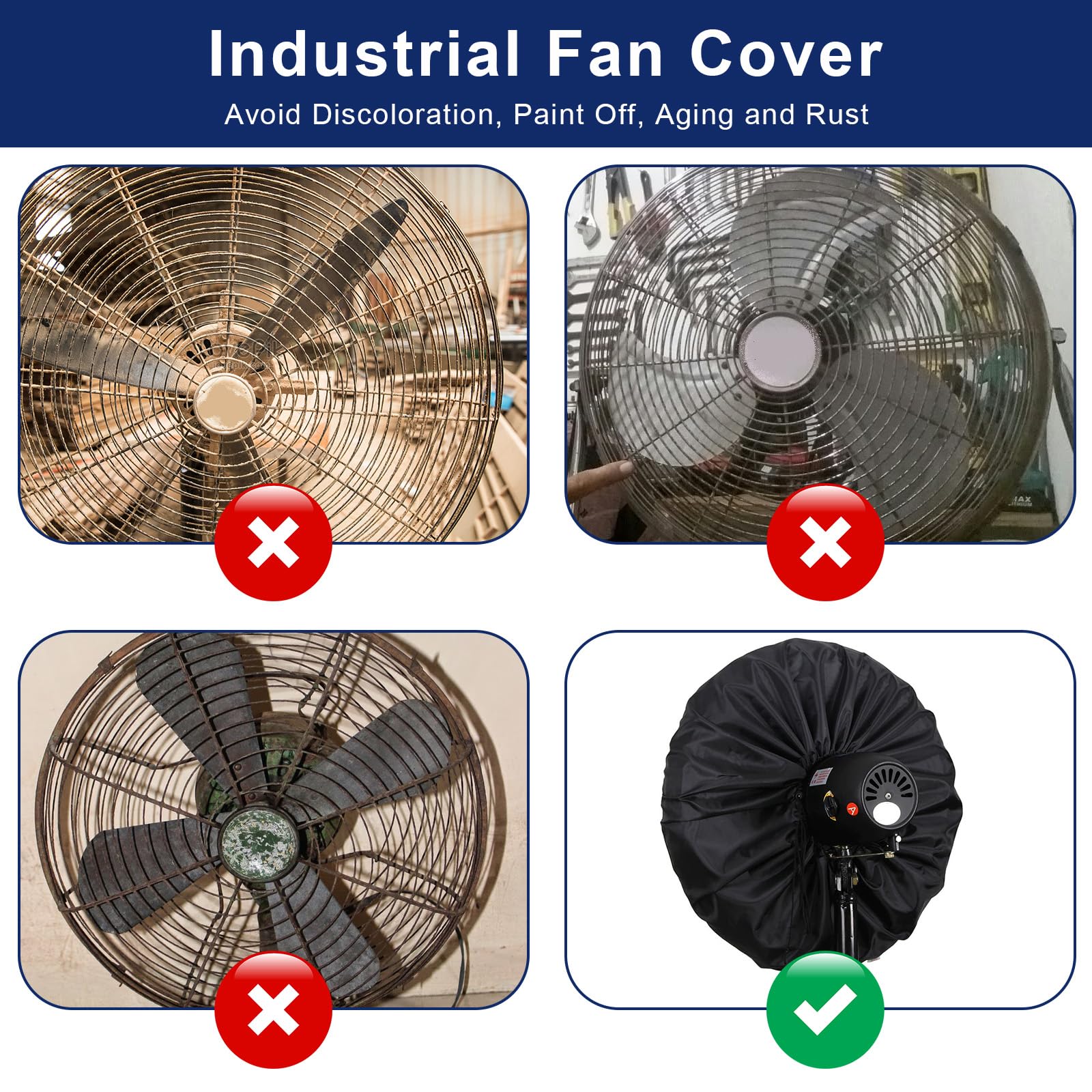 Industrial Fan Cover, Wall Mount Fan Cover, Heavy Duty Waterproof & Dustproof Outdoor Fan Cover For 30'' Industrial Fan And Pede