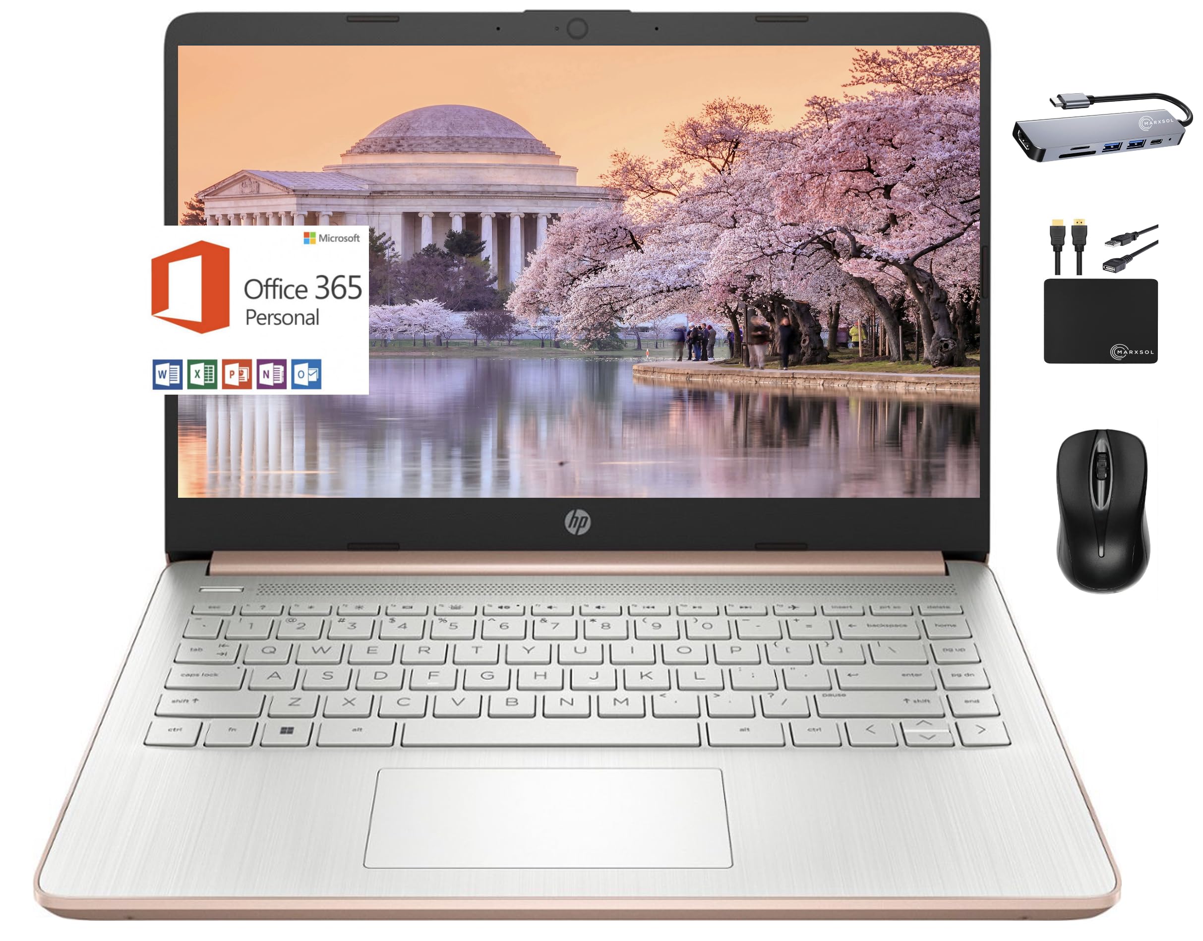 Hp 2024 Premium 14'' Micro Edge Portable Laptop Student Business, Intel Quad Core N4120, 8Gb Ram, 256Gb (128Gb Emmc+ 128Gb Card)